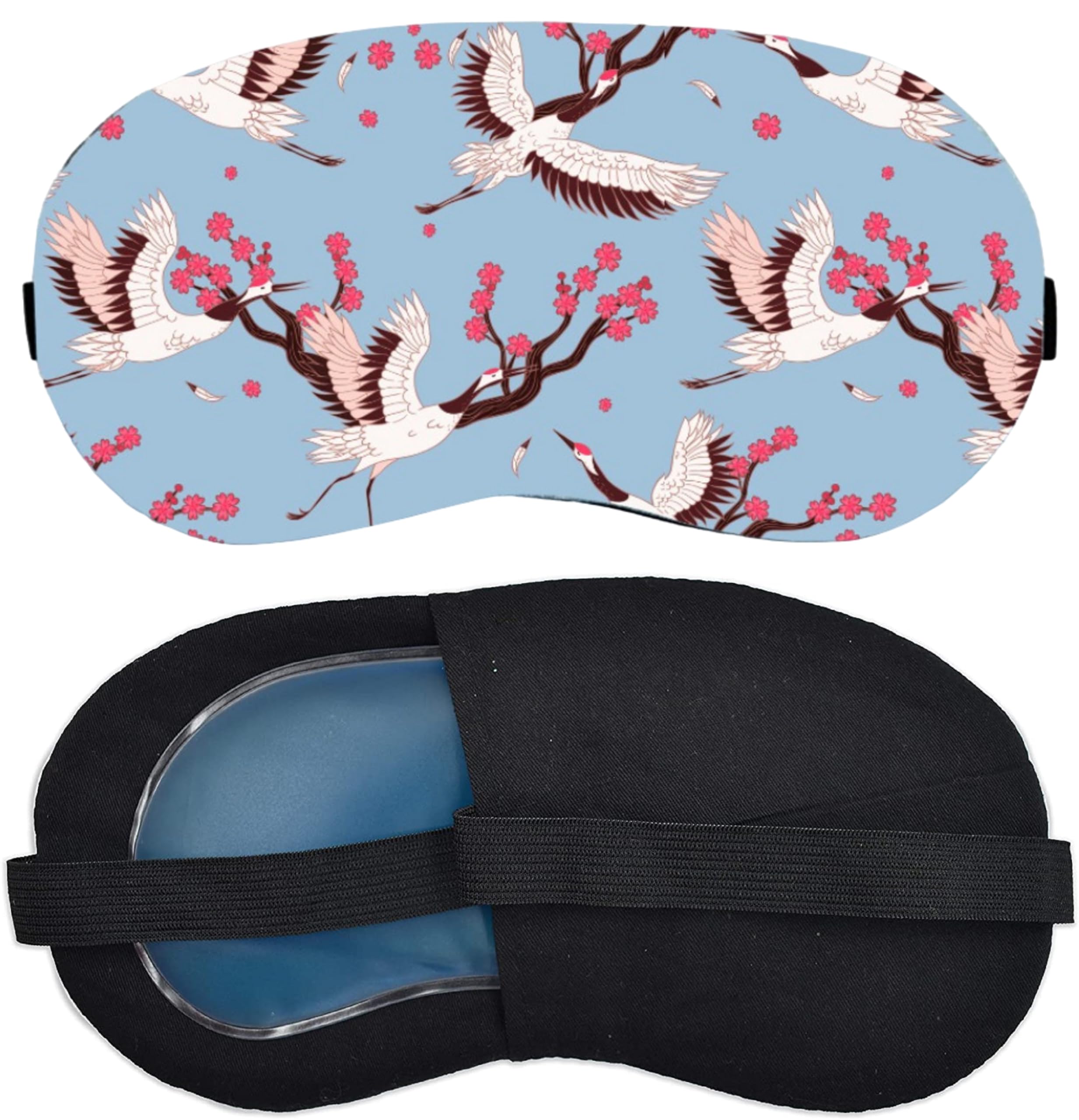 Reusable Gel Eye Mask with Soft Sleep Cover (Pack of 2) | Japanese Crane & Cherry Blossom Print Hot & Cold Therapy Eye Mask for Puffy Eyes, Dark Circles & Migraine Relief-image-29