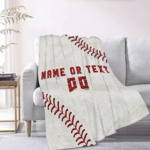 Miniatura 3 de Manta de béisbol personalizada, regalos con nombre para niños, amantes del béisbol, mantas de felpa para sofá con aire acondicionado, manta