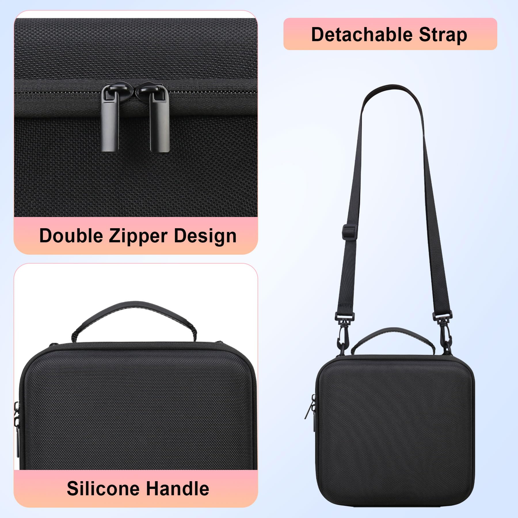 Elonbo Custodia da trasporto per fotocamera mirrorless Sony ZV-E10 / ZVE10 II, borsa rigida da viaggio per fotocamera digitale. Tasca in rete per obiettivi intercambiabili, lettore di schede, Nero