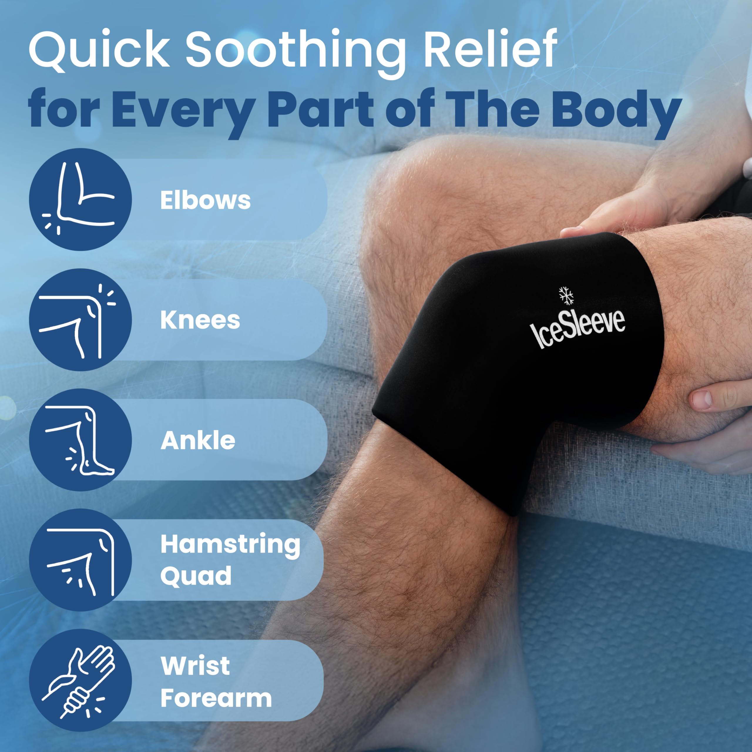 IceSleeve - Bolsa de hielo para codo y rodilla, manga de hielo reutilizable para brazos y piernas, bolsa de hielo de gel flexible para lesiones de rodilla, manga congelada de tenis, envoltura de
