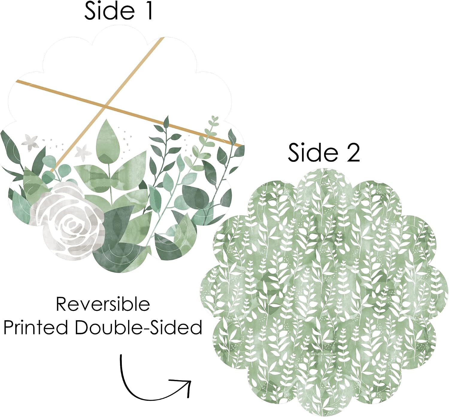 Big Dot of Happiness Boho Botanical - Greenery Party Round Table Decorations - Paper Chargers - Place Setting For 12