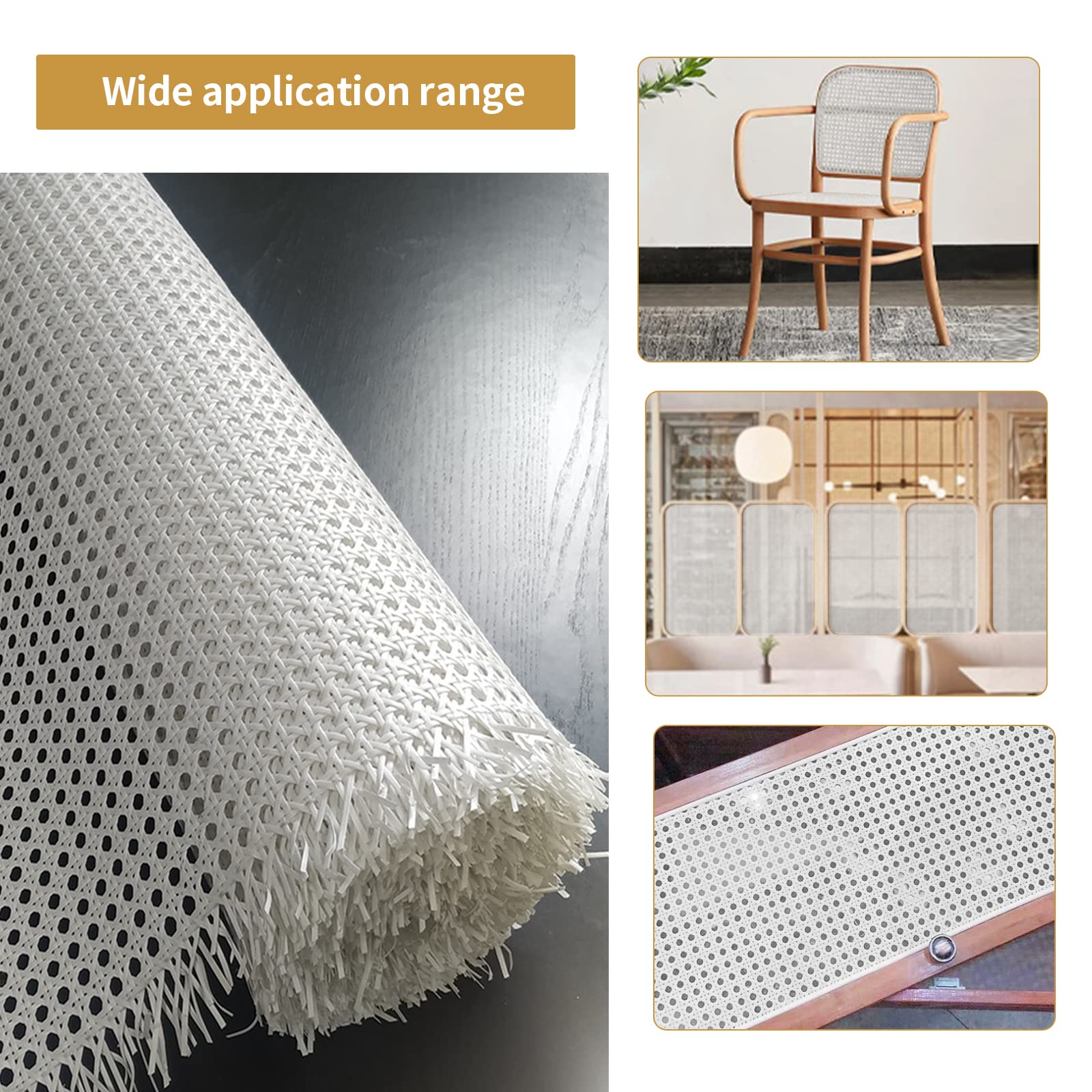 Wiener Geflecht, PE Rattan Gurtband, Breite Rattan Geflecht, Wasserdicht Wabengeflecht, Handgemachtes Rattan Kunsthandwerk für DIY Möbeldekoration , Stuhlgeflecht, Möbelgeflecht (60 x 100cm, Weiß)