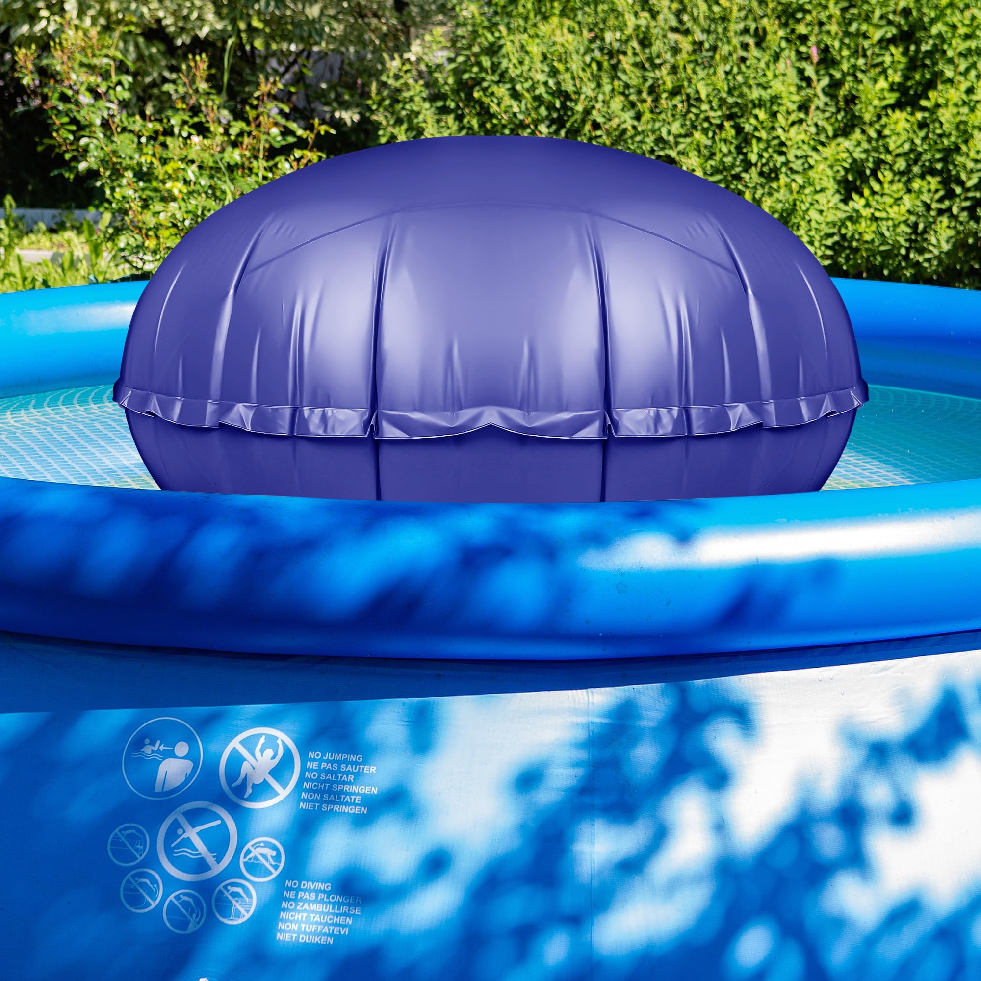 CACSPS Rundes Poolkissen für oberirdische Pools, 3 m Pool-Luftkissen zum Verschließen des Winterbeckens, Winterset für Bodenpool, 0,5 mm PVC-Material, 2 x 4,6 m Seil (blau)