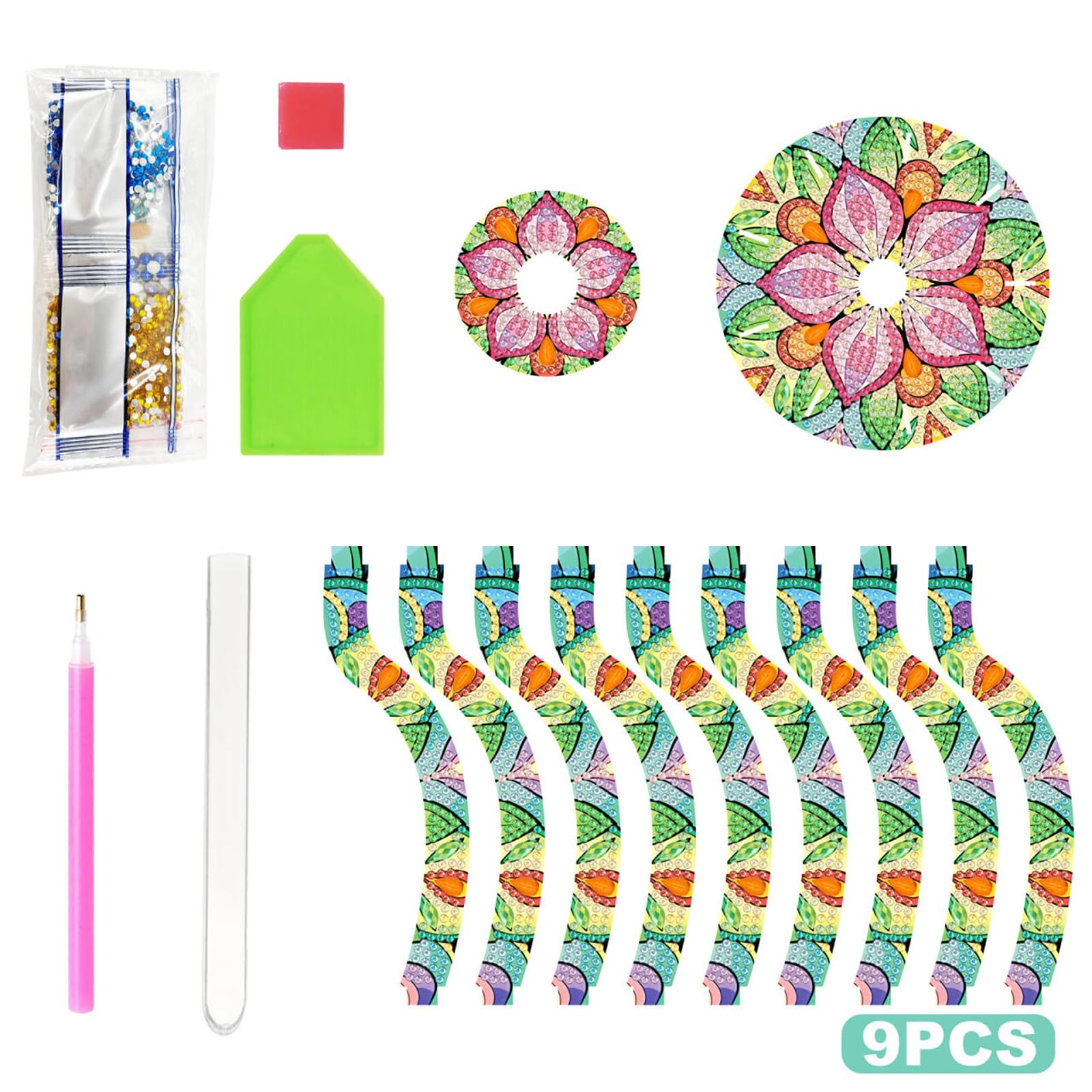 CustmArti Mandala Diamond Art Painting Reagenzglas Vase Bastelset Pappelholz Hydrokultur Pflanzen Tischdeko Blumenarrangement Handwerk Anfängerfreundlich Familie-Vier Stück Packung