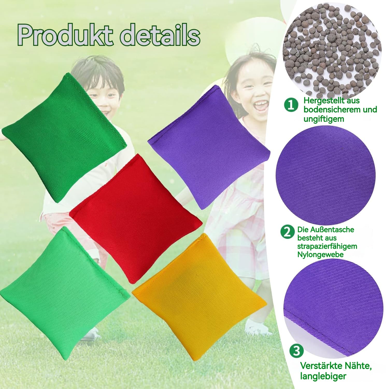 Bean Bags Tczecoo 30 Stück Sitzsäcke, Nylon-Sitzsäcke, Cornhole Säckchen, Sitzsack-Wurfspiel, Beanbags Kinder Werfen Spiel Für Spaß Sport Party Spiel Familienspiele Karneval, 10x10cm