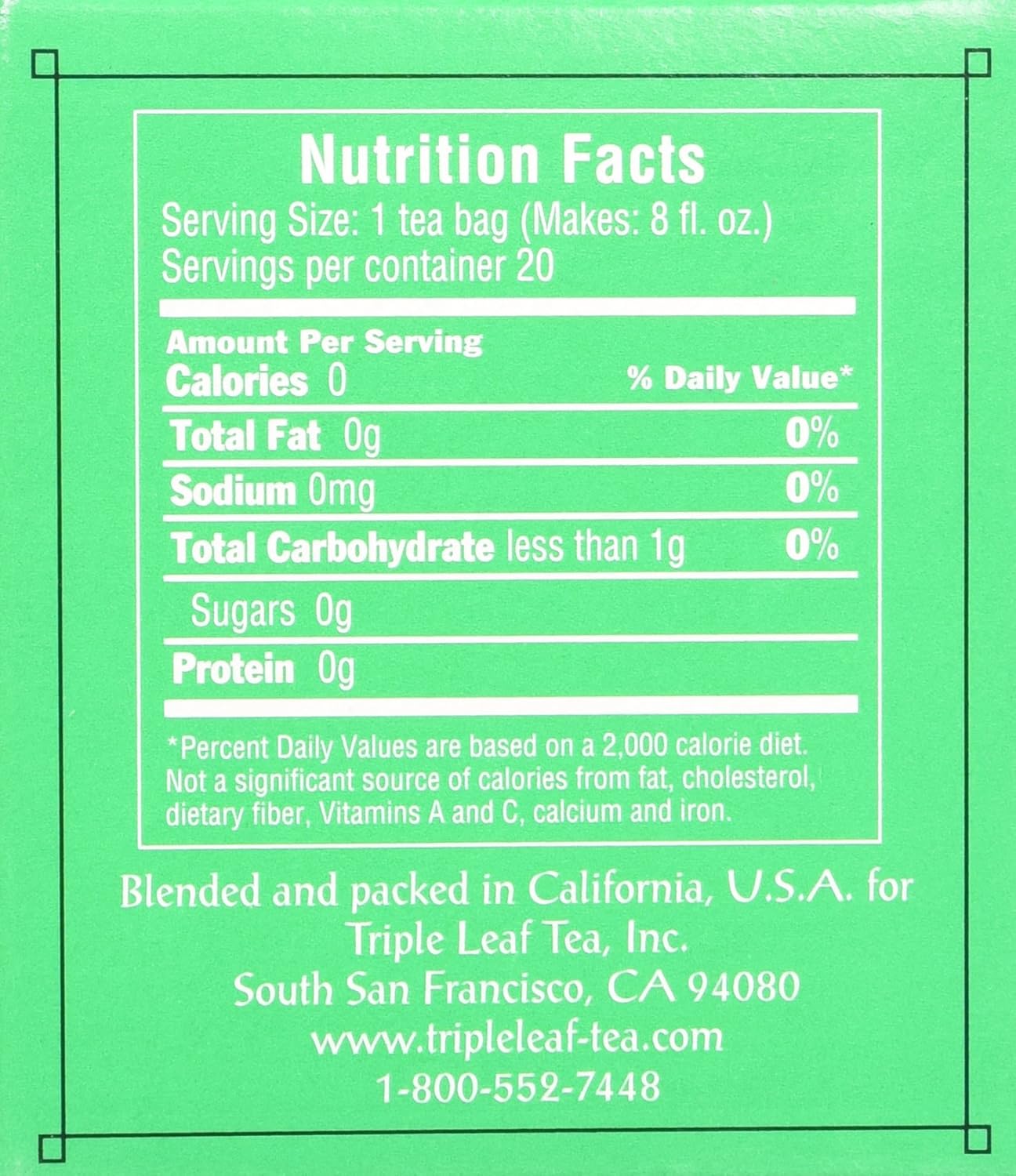 Triple Leaf Tea, Ginkgo & Decaf Green Tea, 20 Tea Bags 1.27 OZ (Pack of 6)