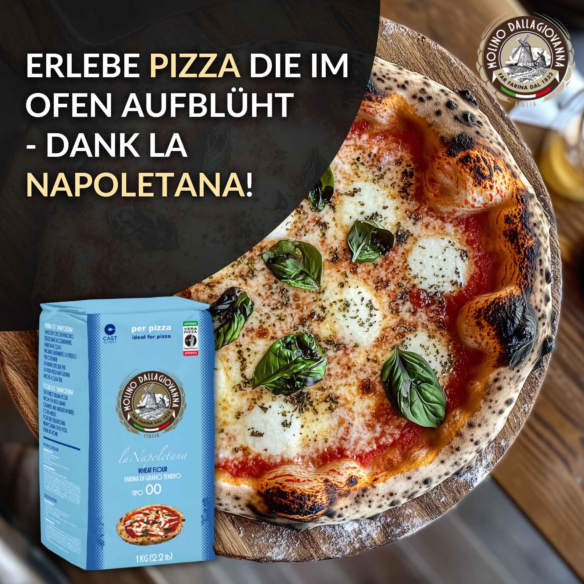 DELICRET - "La Napoletana'' Pizzamehl (12% Eiweiß) von Molino Dallagiovanna Typ 00 - mit Pizza Rezeptguide (10kg)