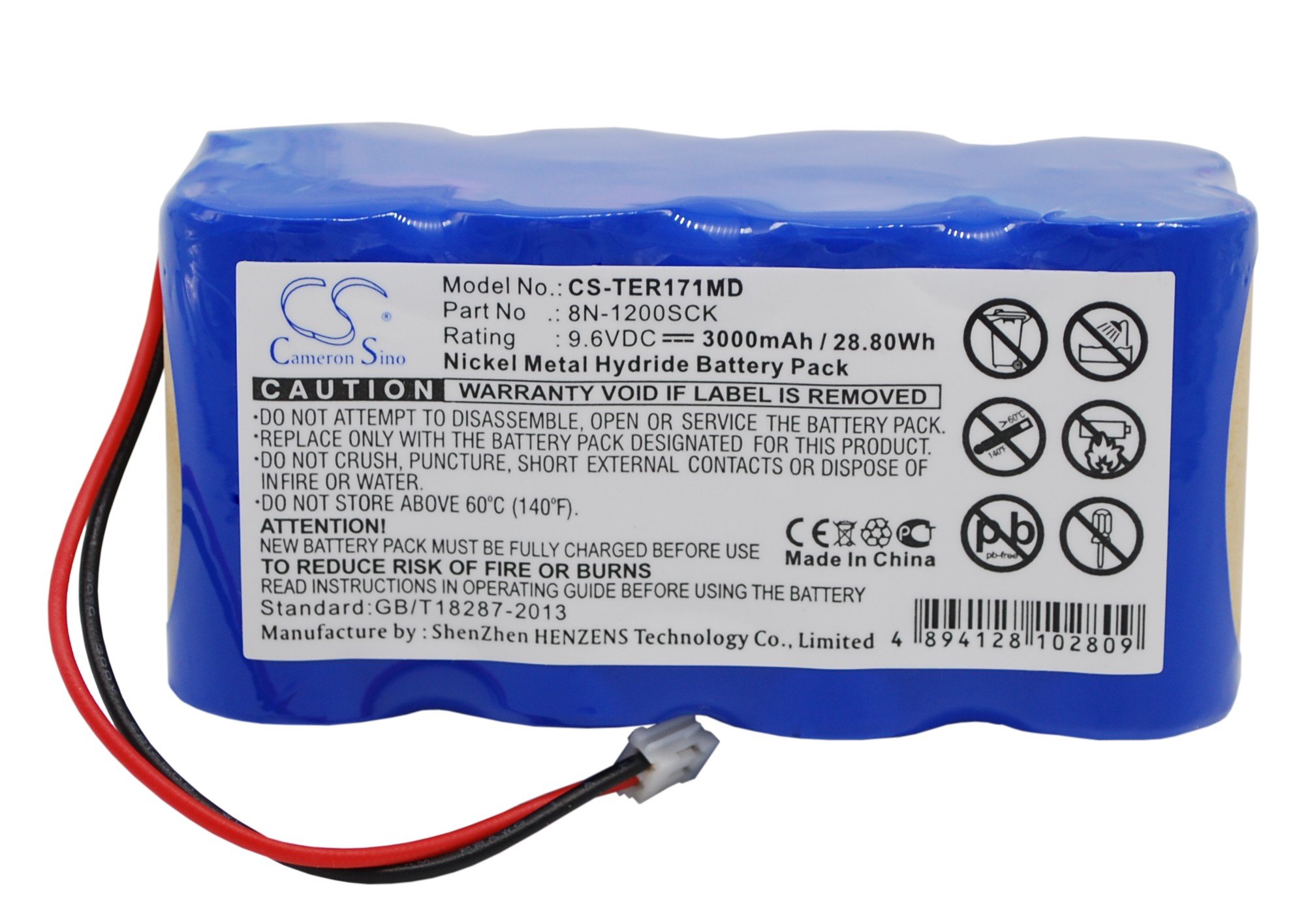 CS-TER171MD Batería 3000mAh Compatible con [Terumo] Infusion Pump TE-171, Infusion Pump TE-172, TE-171, TE-172 sustituye 8N-1200SCK