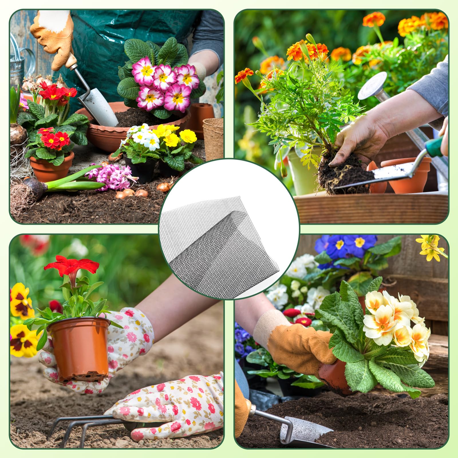 Blumentopf-Netz-Pad 10 Stück – Schwarz, Rechteckig 30x20 Cm, Drainage-Sieb, Für Innen/Außen, Schneidbar