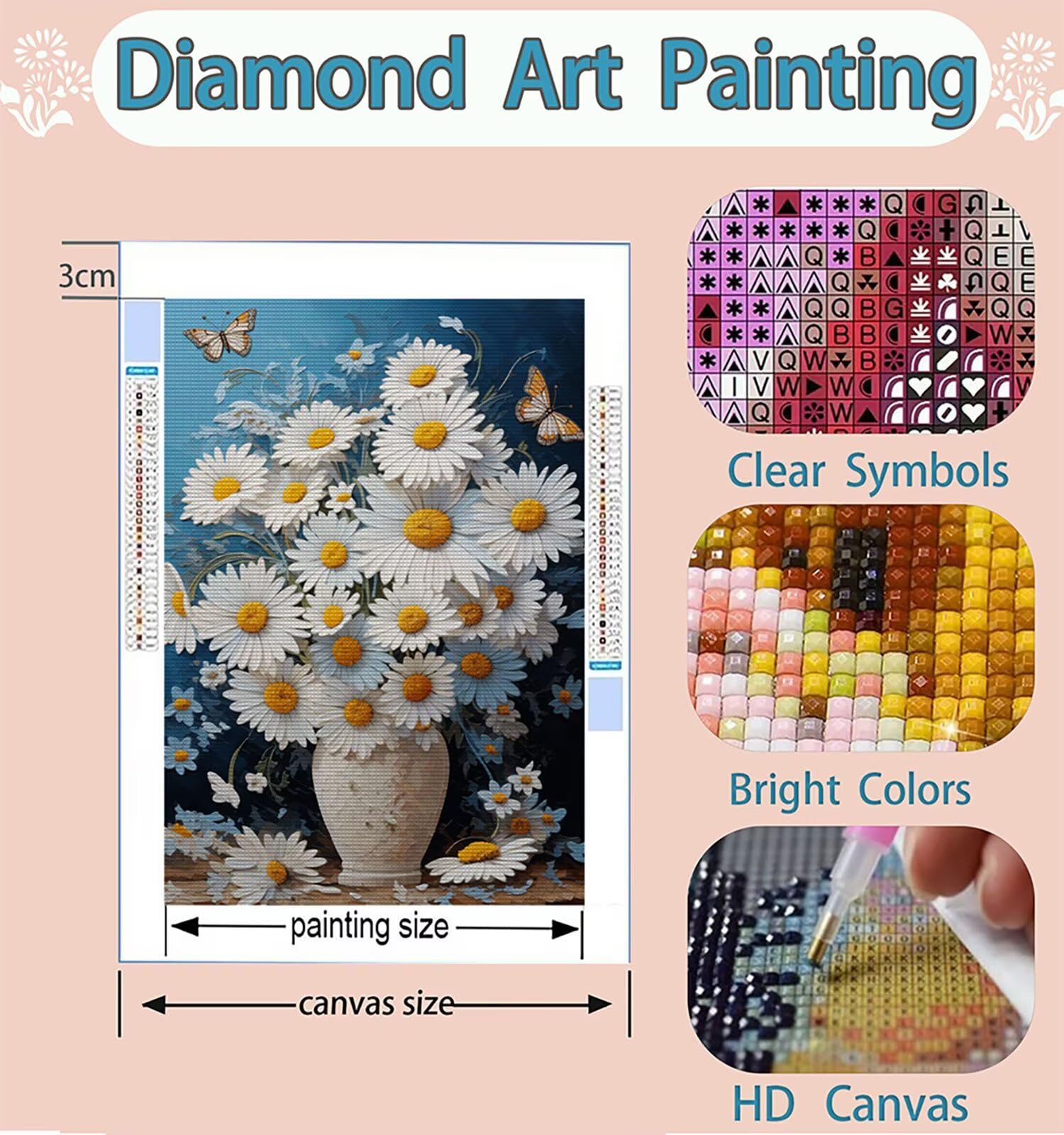 Diament Malarstwo Kwiat, DIY Motyl Diament Malarstwo Dla Dorosłych, Diamentowe Malarstwo Ręczna aktywność Zestaw dla dorosłych, DIY Diament Haft Ścieg krzyżykowy Kryształ Sztuka do Wystrój domu