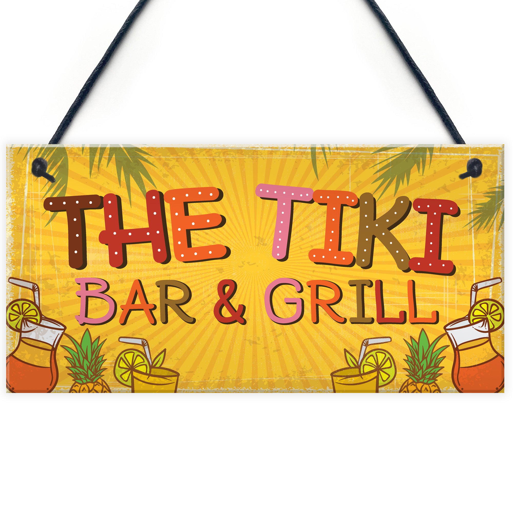 Red Ocean Tiki Bar & Grill Party Hanging Home Bar Pub Plaque BBQ Beer Cocktails Beach Decoration Sign