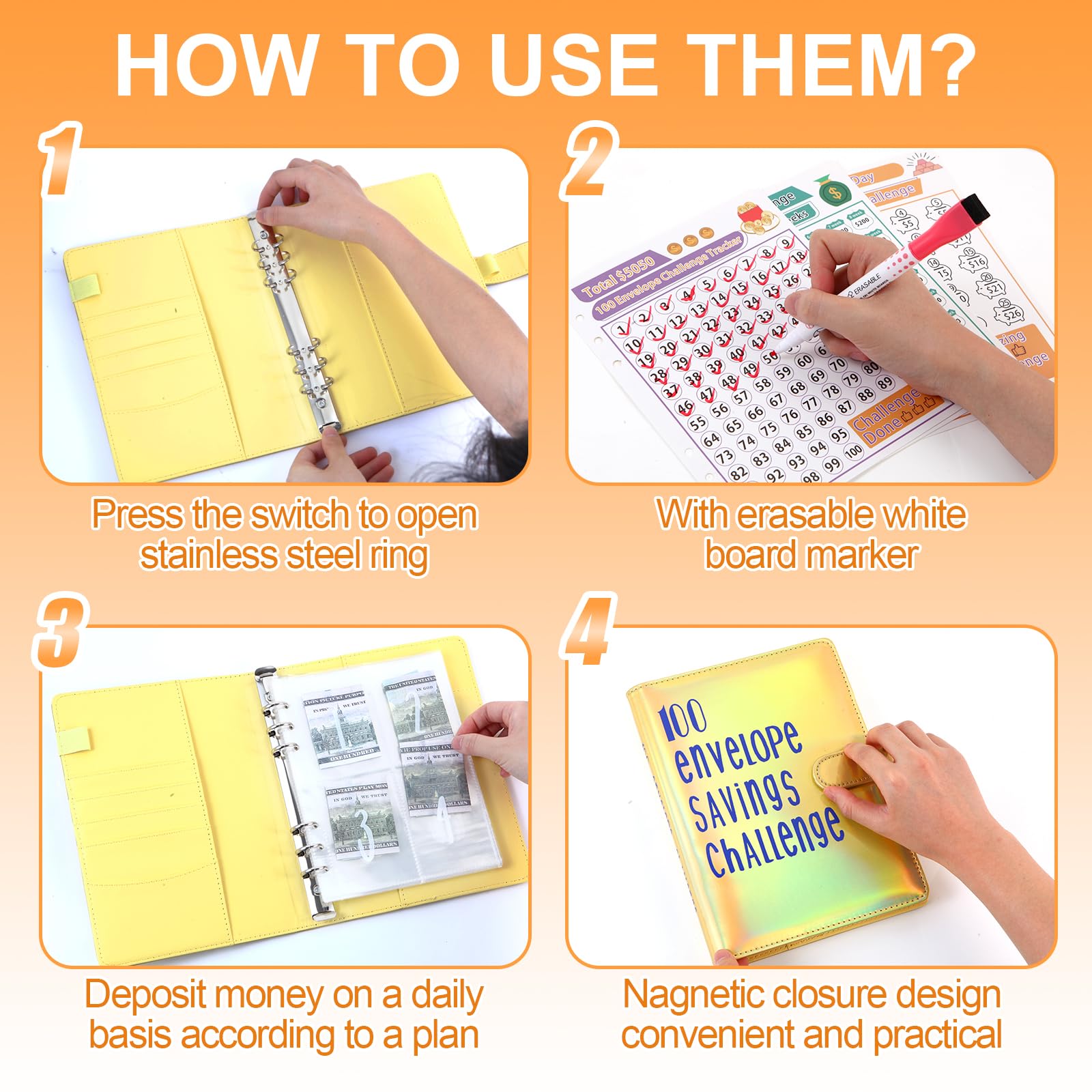 Buste Risparmio Marstey - Sfida 30/100 Giorni E 52 Settimane, Con Tracker - Foto 2