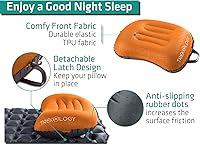 Vista 3 de Trekology Almohada inflable ultraligera de viaje para campamento - ALUFT 2.0 compresible, compacta, cómoda, ergonómica, para el cuello y el apoyo