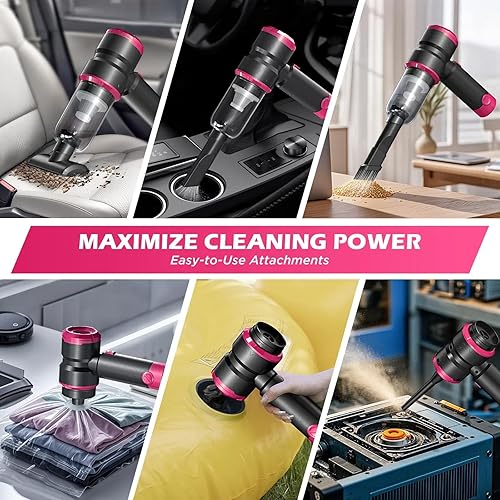 Miniatura 4 de Aspiradora de mano para automóvil con potencia de 15000 PA, aspiradora inalámbrica 4 en 1 pequeña y potente y plumero de aire con batería de 2000