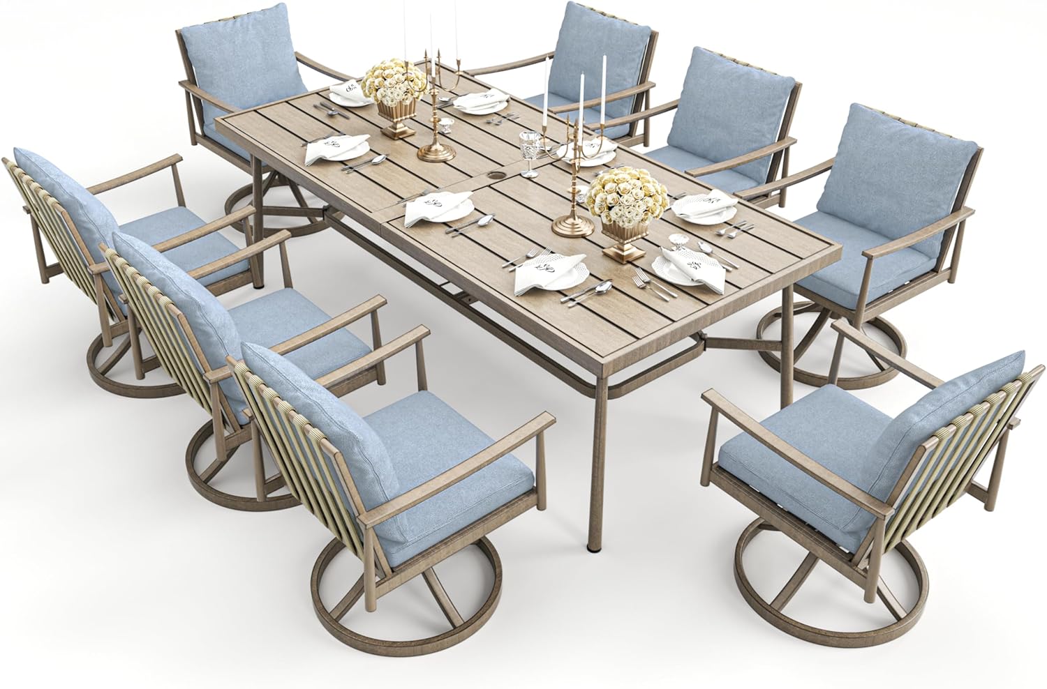HAPPATIO 9-Piece Patio Dining Set for 8, Aluminum Outdoor