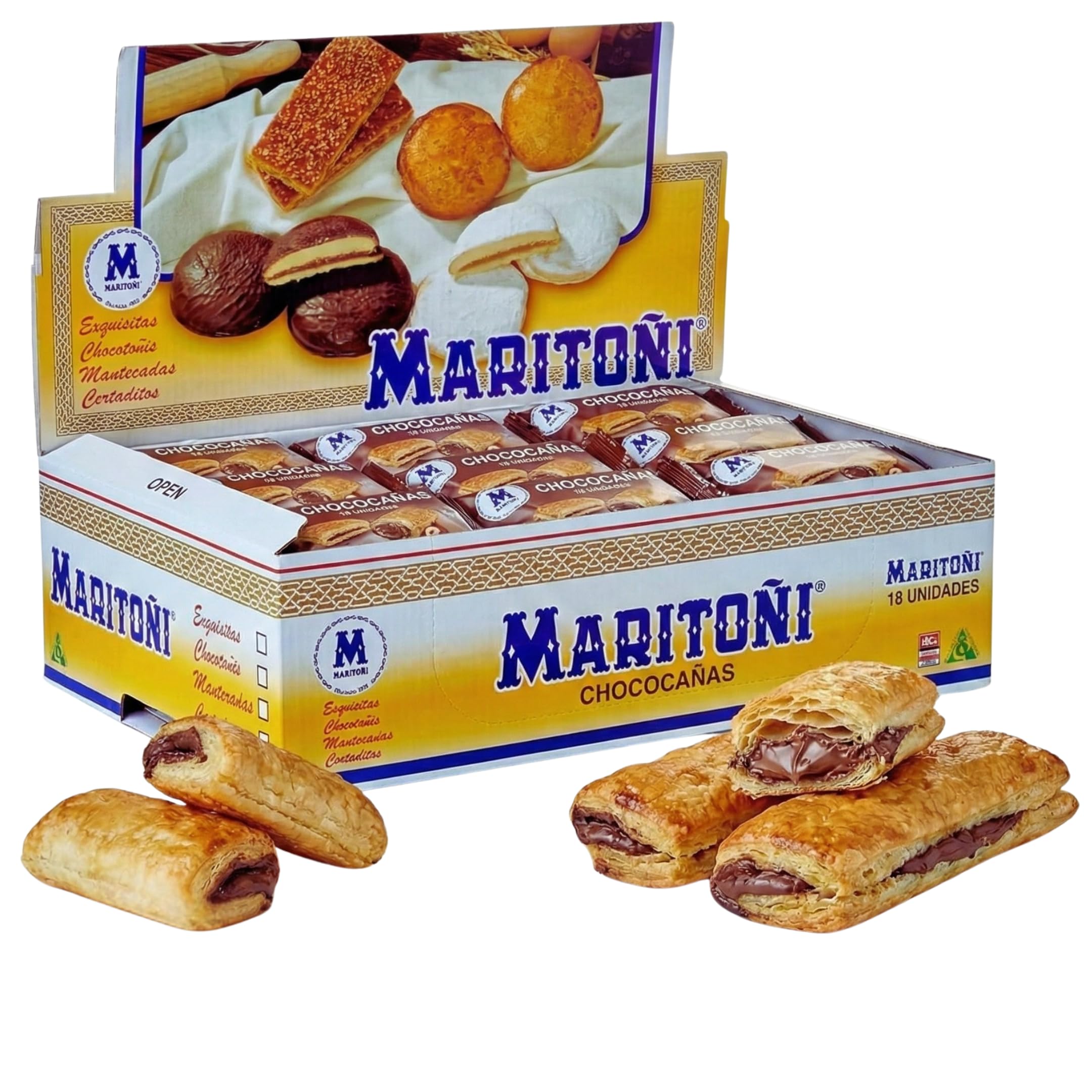MARITOÑI Chococañas - Deliciosos Hojaldres Rellenos de Chocolate - Pack de 18 Unidades