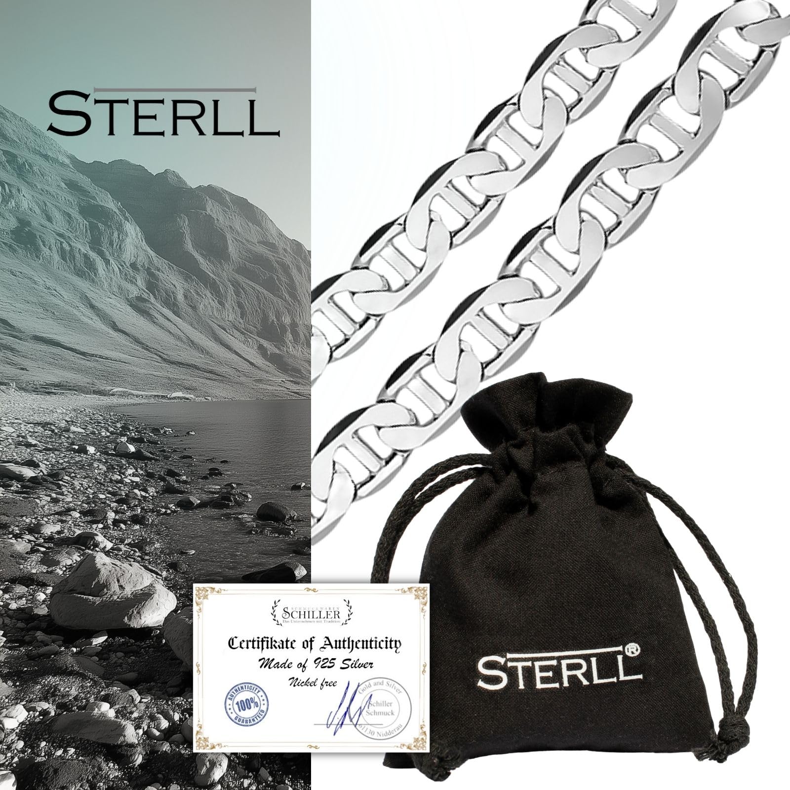 Herren Kette Echt Silber Ohne Anhänger Geschenkverpackung Kleine Geschenke für Männer