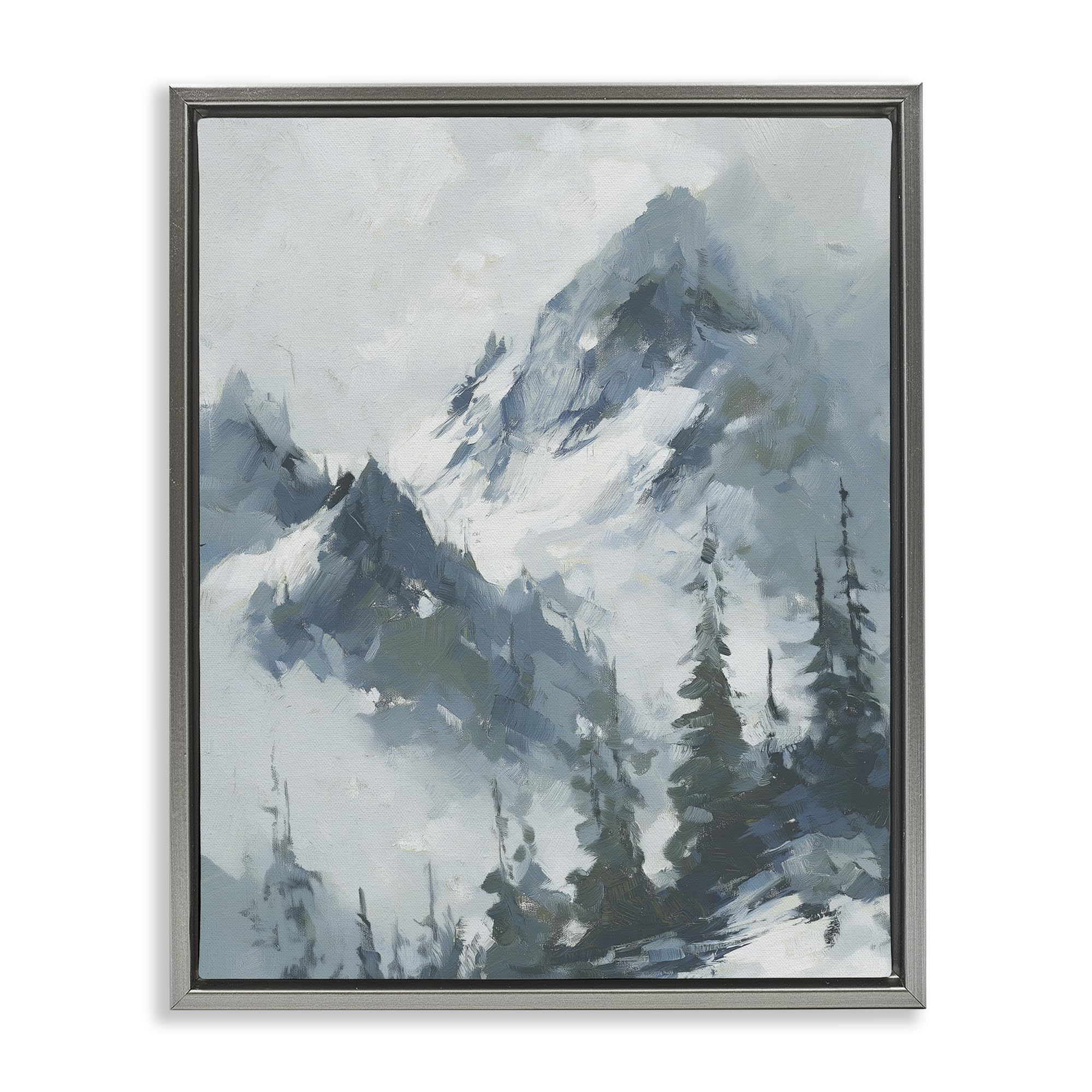 Stupell Industries Luster Gray (Matte) 'Frozen Majesty Mountains', Floating Frame Canvas Art, Gray, 25 X 31 Inches, Easy To Hang And Sturdy, Made In Usa, By Svetlana Aleynikova
