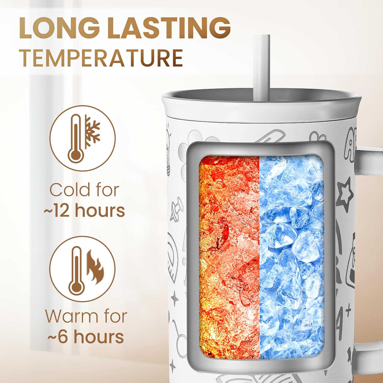 Best Teacher Ever Tumbler 40oz, Stainless Steel Insulated Coffee Travel Cups with Handle, Teacher Appreciation Gifts for Women, Teachers Gift for Valentines Farewell Birthday Christmas Teacher's Day - Image 4