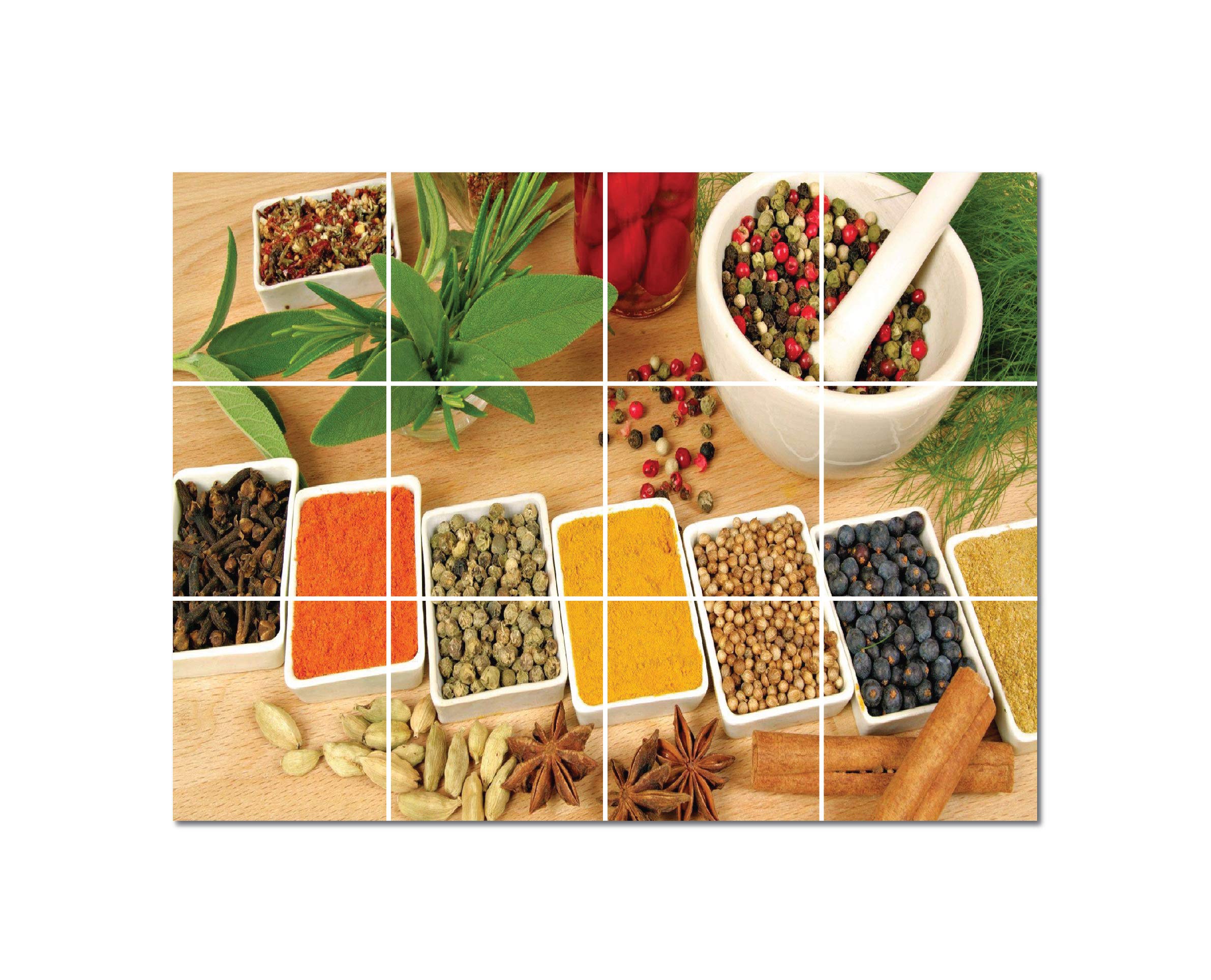 SIGN EVER Herbs Spices Kitchen Wallpapers Wall Stickers Oil Proof Wall Coverings Area Stickers Water Proof Veg and Fresh Fruits Kitchen Wall Stickers (L x H 60 Cm X 45 Cm) Pack of 1