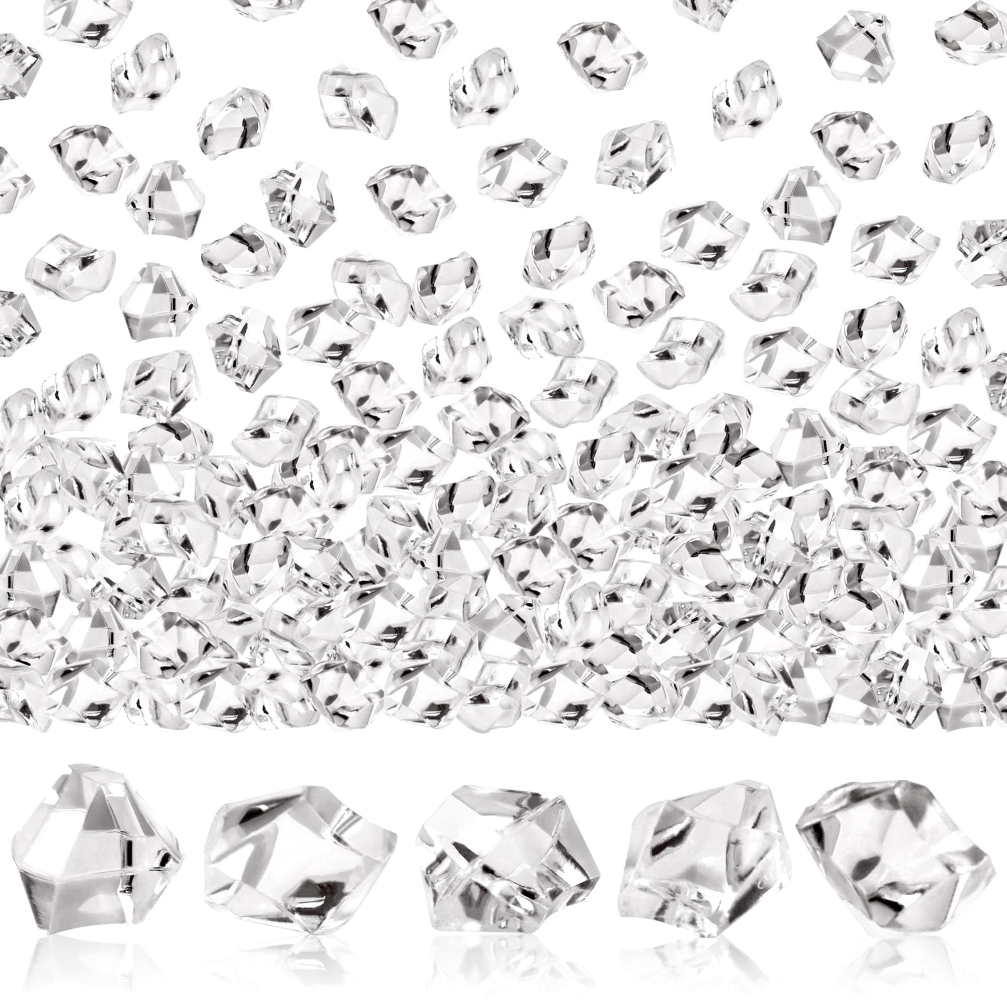 UPlama 600PCS Fake Crushed Ice Rocks, Acrylic Diamond Crystals Fake Diamonds Plastic Clear Ice Cubes Diamond Table Scatters Acrylic Gems for Vase Fillers Home Decoration Wedding Birthday (Clear)
