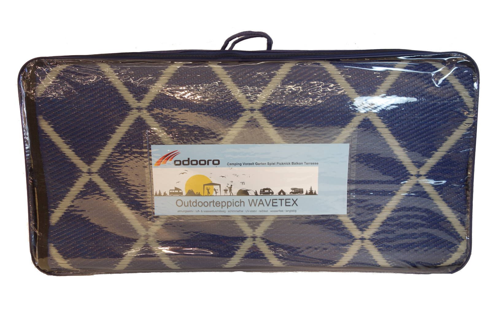 Outdoor Teppich Camping Matte ´´´odooro WAVETEX Diamond 2,7m x 6m blau-grau *** VIELE GRÖSSEN + Farben * 450 g/m² Zeltteppich Vorzelt Teppich Garten Spieldecke Wohnwagen Camper