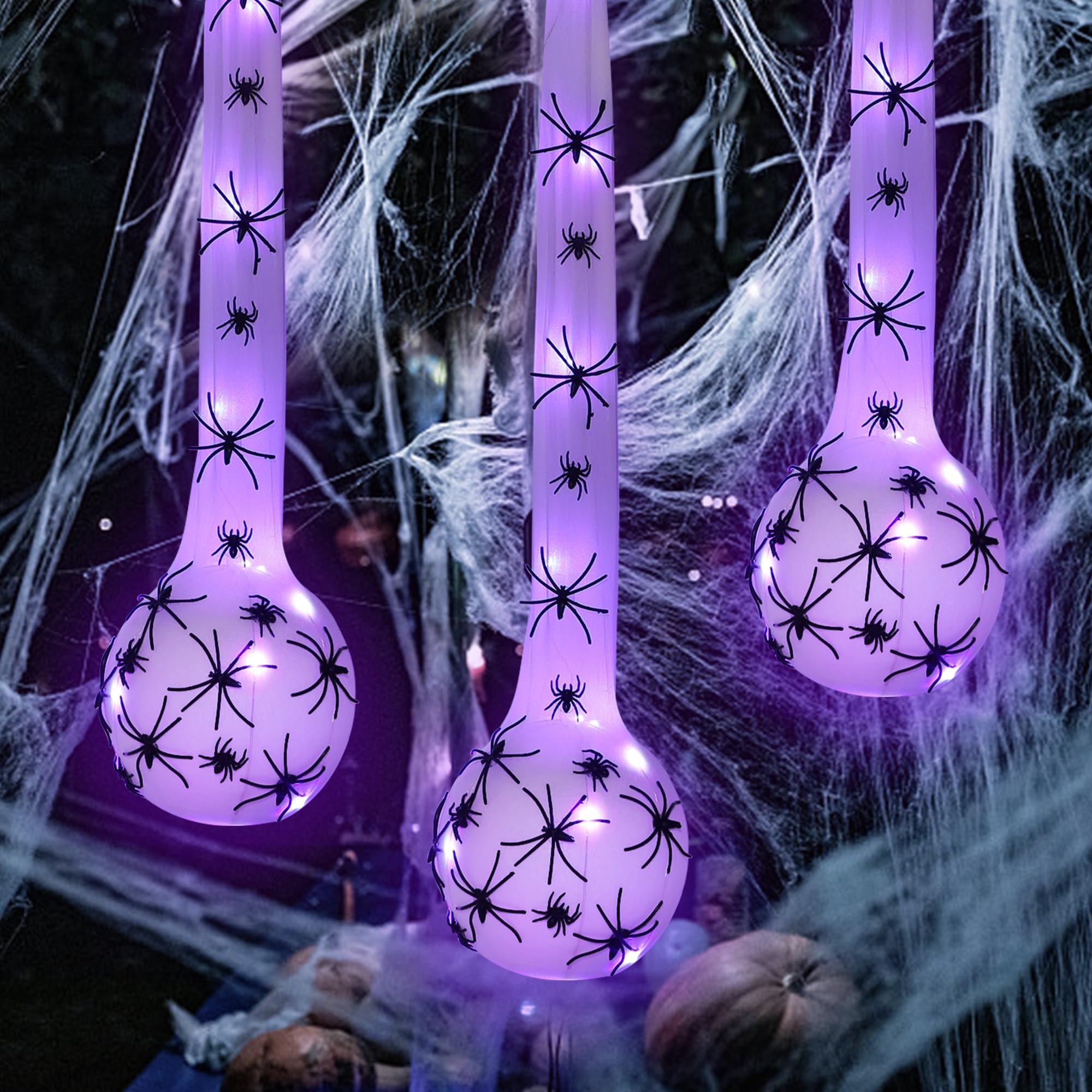 DR.DUDU 3 Pack Hanging Halloween Decorations Outdoor Giant Spider Egg 5