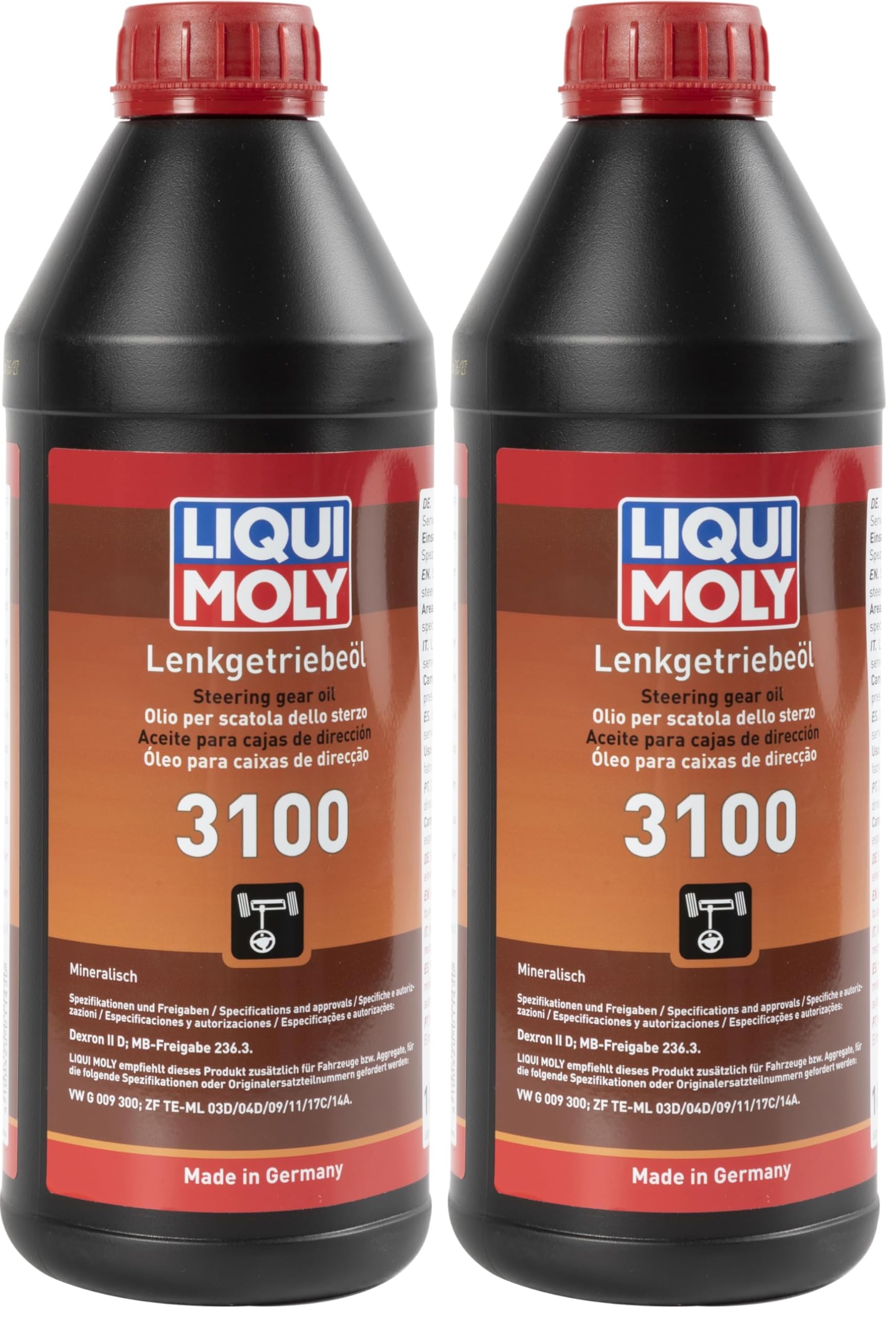 LIQUI MOLY Lenkgetriebeöl 3100 | 1 L | Hydrauliköl | Art.-Nr.: 1145, farblos (Packung mit 2)