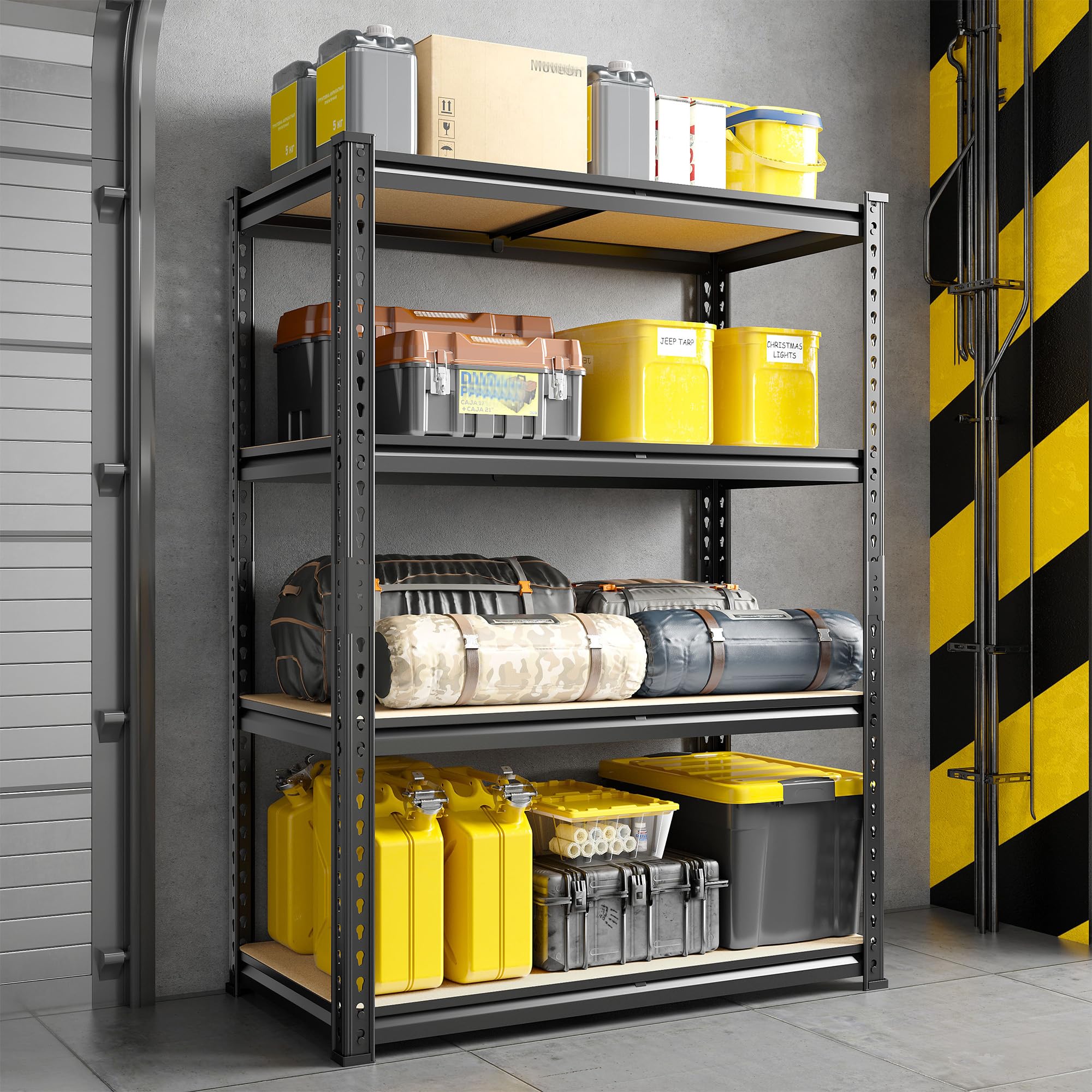 DurayLoly 48" H Storage Shelves 31.5" W Garage Shelving Adjustable 1600LBS Metal Shelving Heavy Duty 4 Tier Garage Shelves for Pantry Kitchen Closet