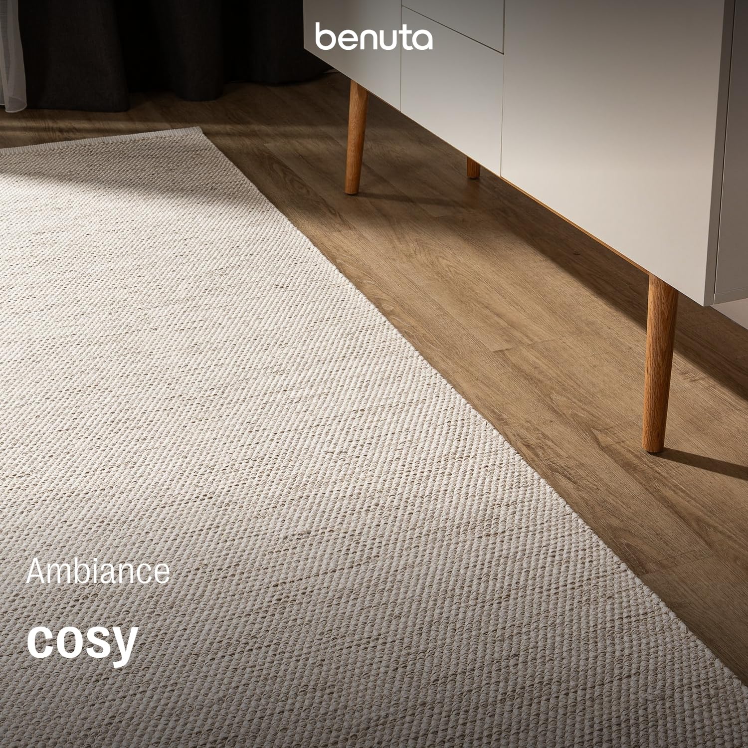 benuta Basic Tapis Coton Tissé à la Main Ron - Crème 80x250 cm - 100% Naturel - Style: Laine, Uni, Minimaliste - Entretien Facile pour Salon, Chambre, Bureau, Couloir