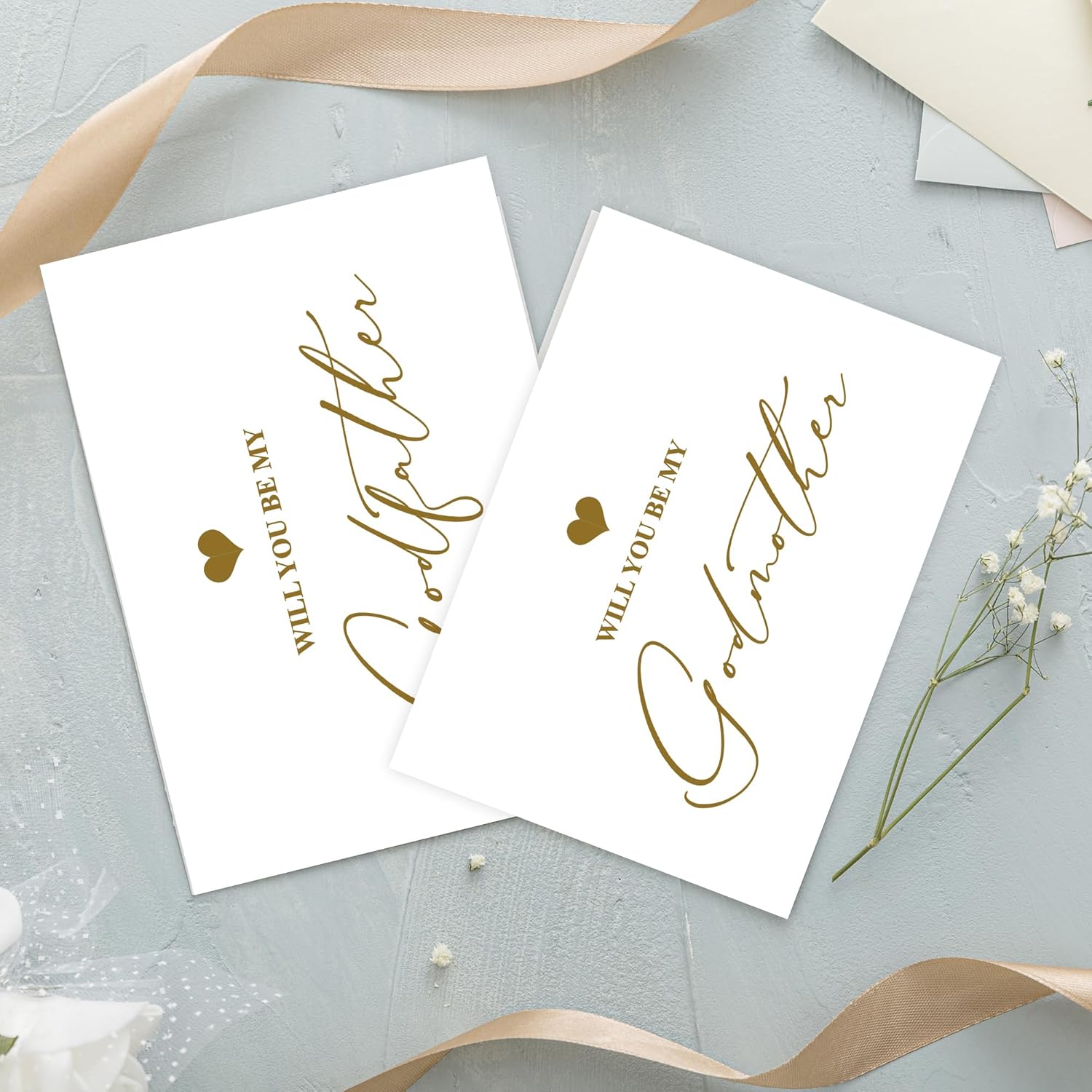 LADY&HOME Set of 2 Godparents Proposal Cards with Envelope,Will You Be My Godfather/Godmother Card Godparents Proposal Gift (C2:Godfather & Godmother) - Image 5