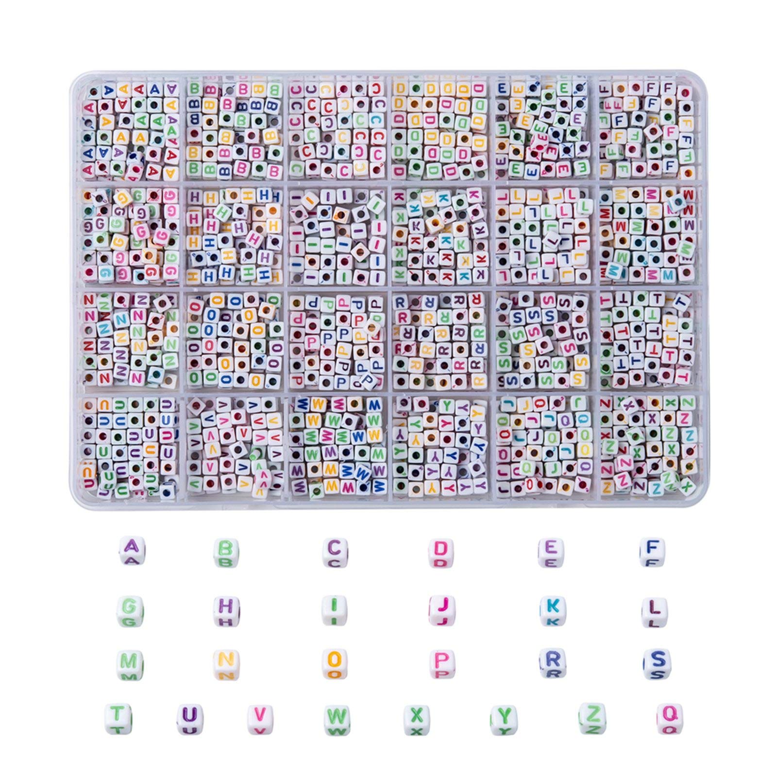 PandaHall 1680pcs Acrylic Alphabet Cube Beads 5mm Square with Colorful Letter A-Z Beads Spacer Loose Beads for Jewelry Making Friendship Name Bracelets