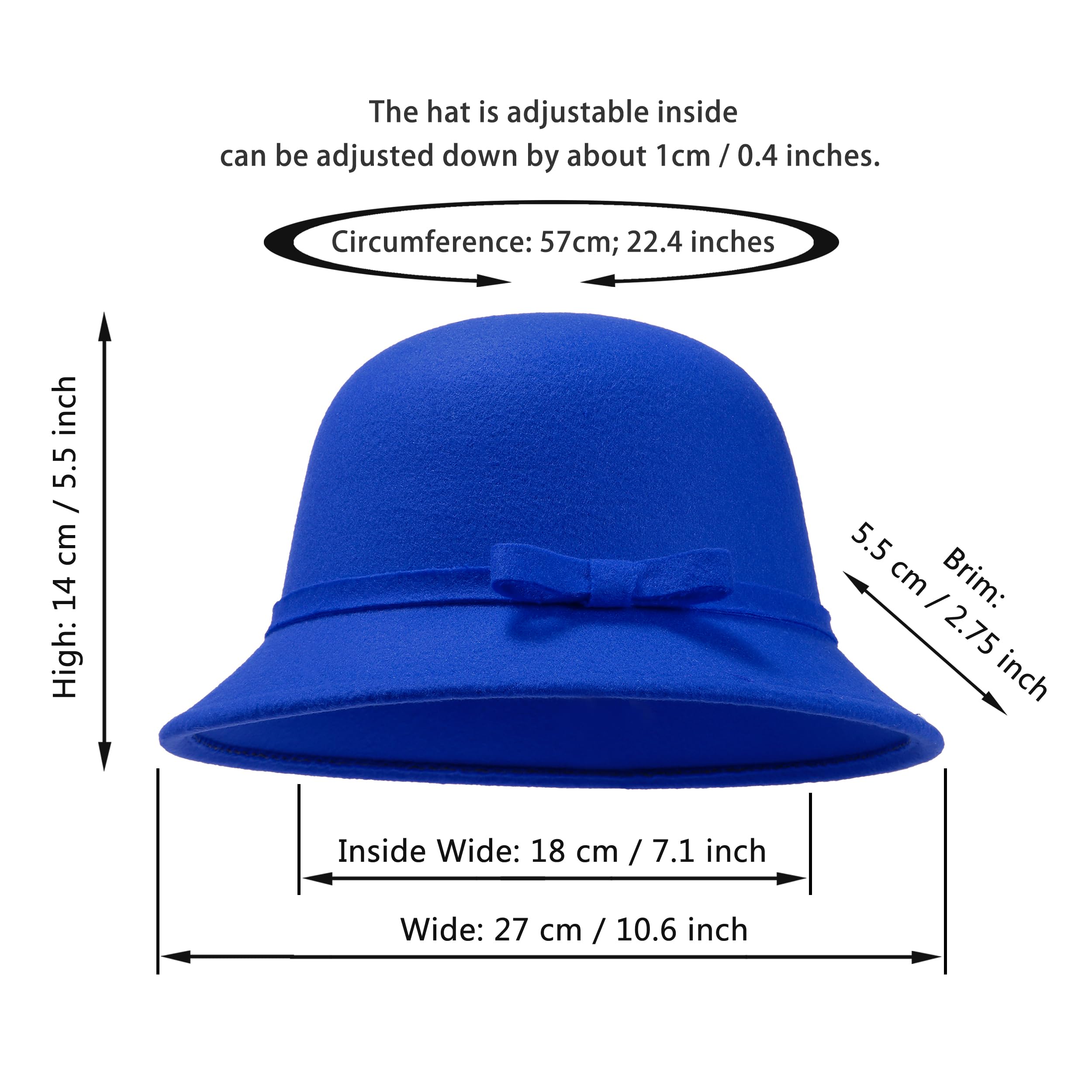 UltraKey Chapeau de Feutre pour Femmes, Réglable en Daim Vintage Réglable avec Bowknot