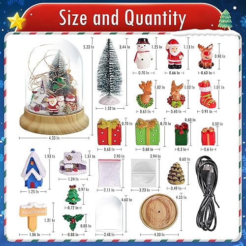 Miniatura 5 de FUN LITTLE TOYS 24 unidades de calendario de Adviento de cúpula de cristal de Navidad 2023, cúpula de cristal con luz nocturna de Navidad con tira