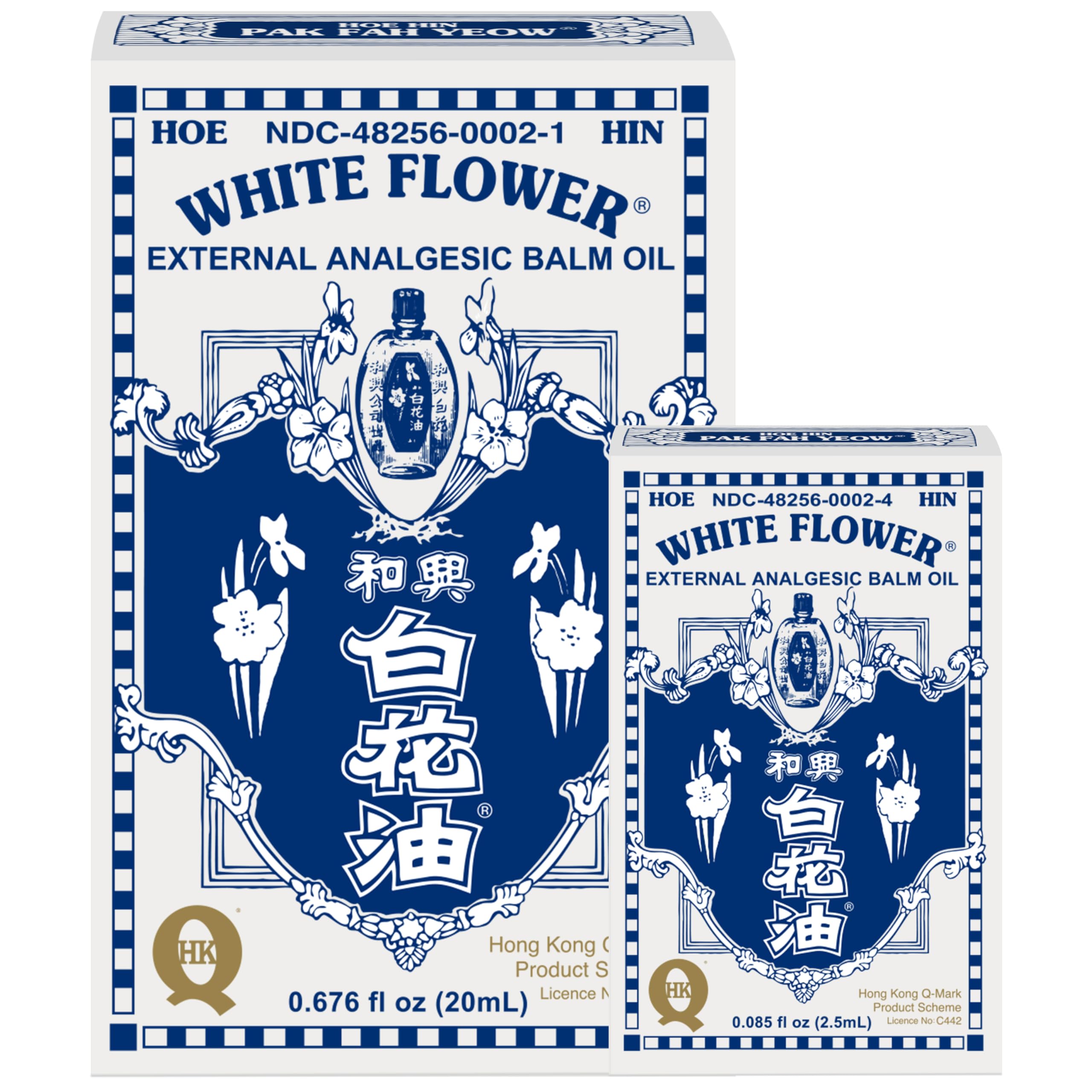 White Flower External Analgesic Balm Oil Combo 20ml/0.676flOz + 2.5ml/0.085flOz, Muscle Joints Topical Arthritis Pain Relief, Eucalyptus Lavender Peppermint Massage Oil Authentic US Import(2 Pack)