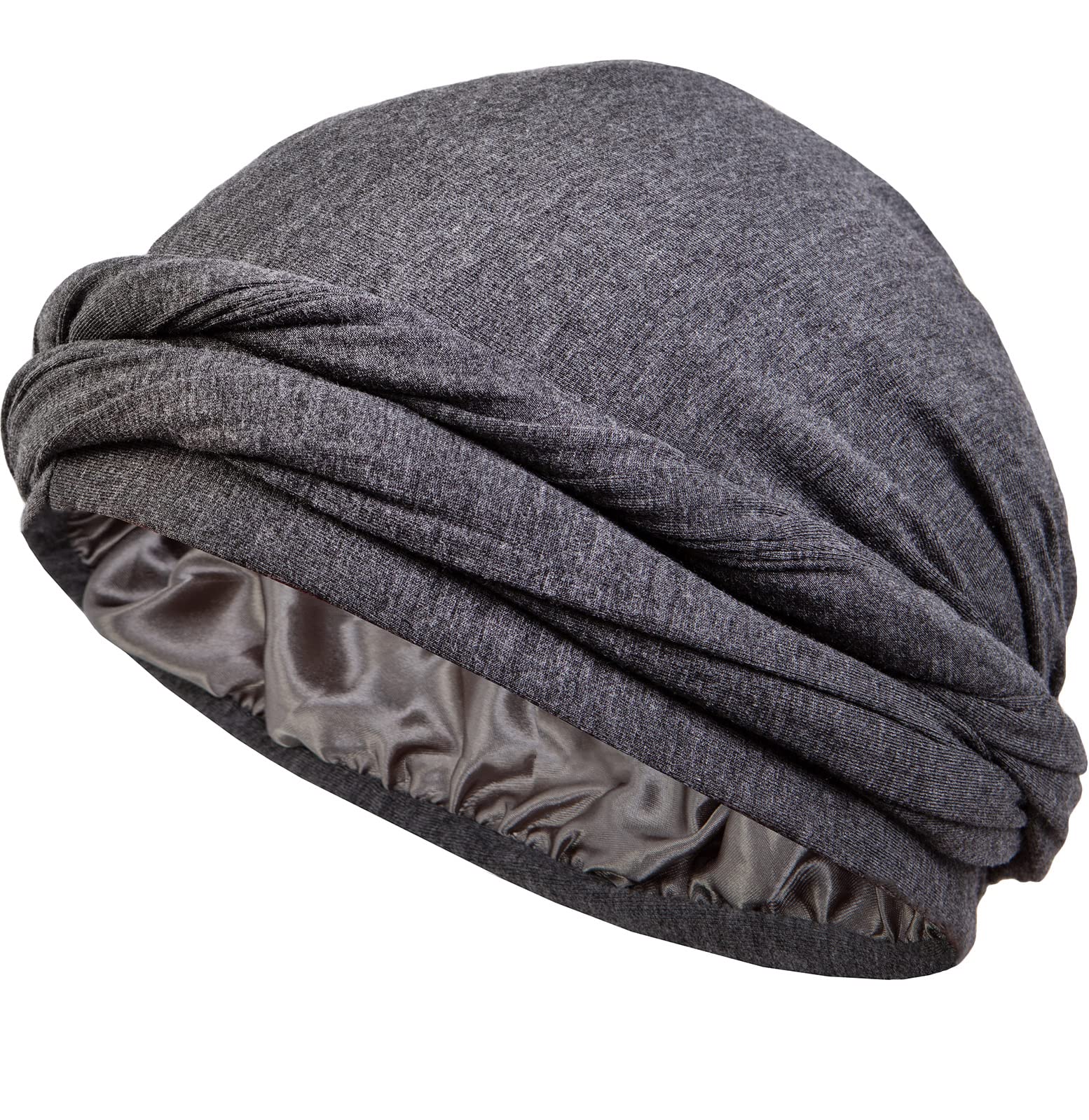 CAPLORDSilk Satin Lined Halo Turban Head Wrap Pre-Tied Skull Cap for Men and Women Sleeping Bonnet Hair Cover Chemo Hair Loss Hat