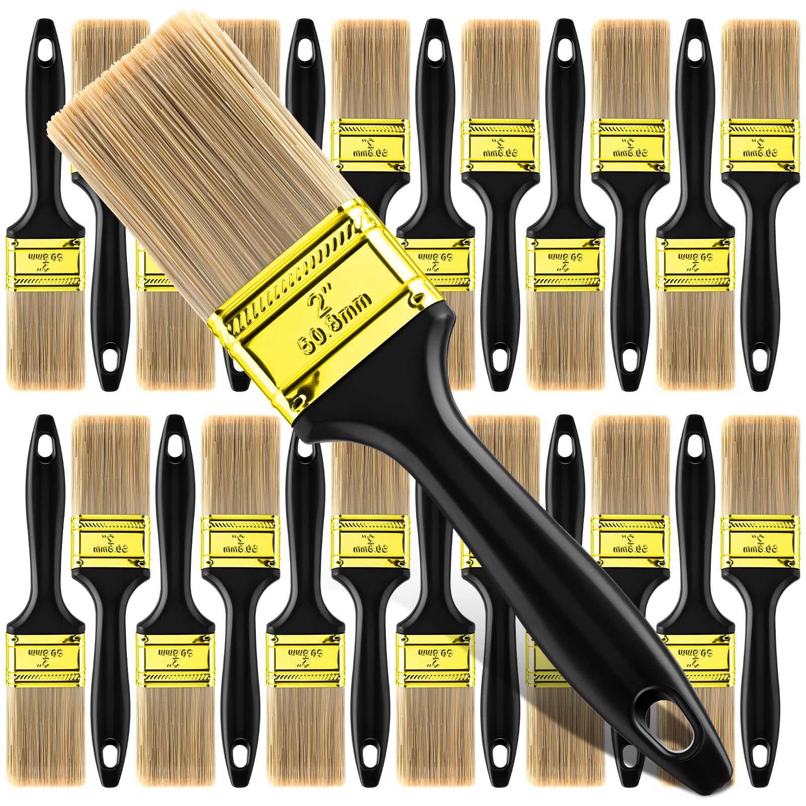 Teenyyou 24 Pcs 2 Inch Paint Brushes Flat Chip Paintbrushes Bulk