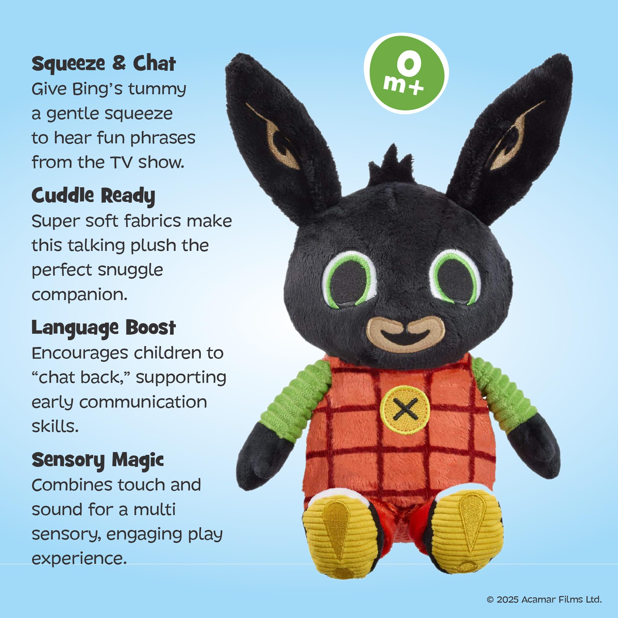 Rainbow Designs Talking Bing Soft Toy, Interactive Character Plush Toy with Squeezable Tummy Feature - Image 3