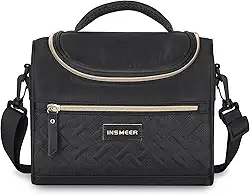 INSMEER Bolsa Termica Lancheira Marmita - 8L, Lancheira Térmica Impermeável, Leve e à Prova de Vazamentos, Alça Ajustável para Ombro, para Academia, Trabalho, Passeio, Praia - Unissex Premium (Preta)