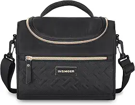 INSMEER Bolsa Termica Lancheira Marmita - 8L, Lancheira Térmica Impermeável, Leve e à Prova de Vazamentos, Alça Ajustável para Ombro, para Academia, Trabalho, Passeio, Praia - Unissex Premium (Preta)