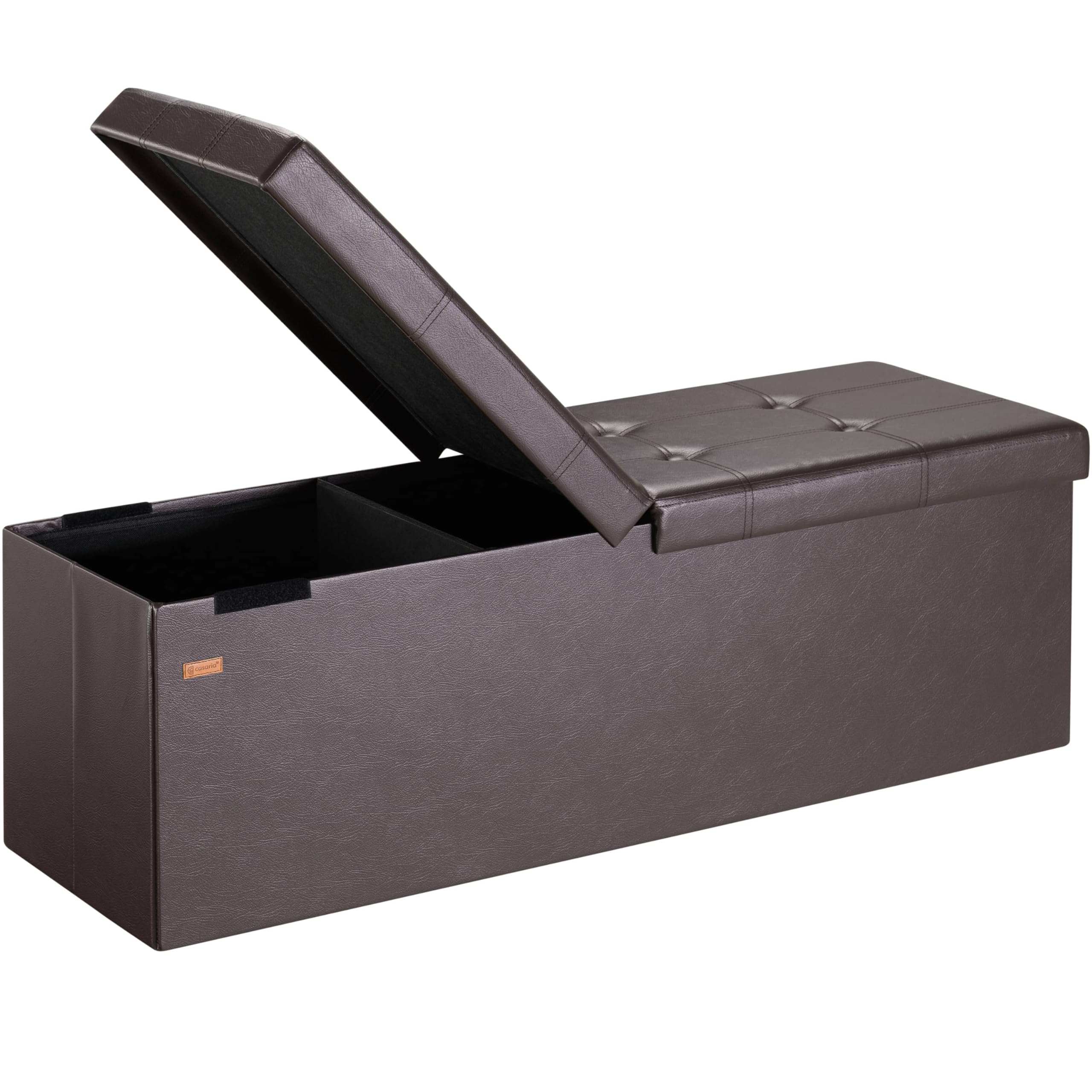 CASARIA® 130L Storage Bench | Foldable Footstool | Fabric Ottoman with Lid | 300kg Load Capacity | Comfortable Padding | Versatile Use for Living Room, Bedroom, or Hallway | Brown