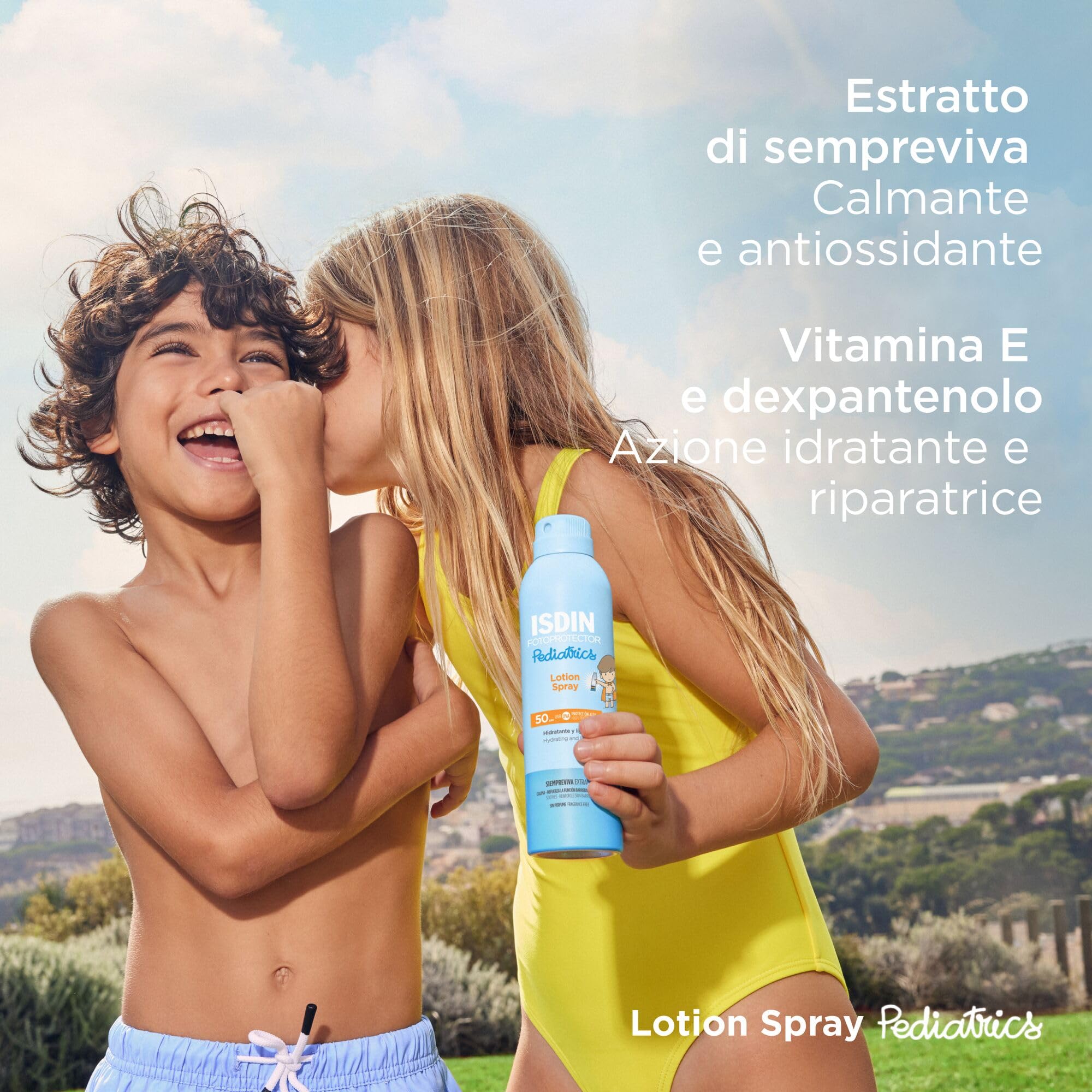 ISDIN Pedriatics Lotion Spray SPF 50 (250 ml) | Protezione Solare Corpo Spray per Bambini | Idratante e Leggera | Senza Profumo