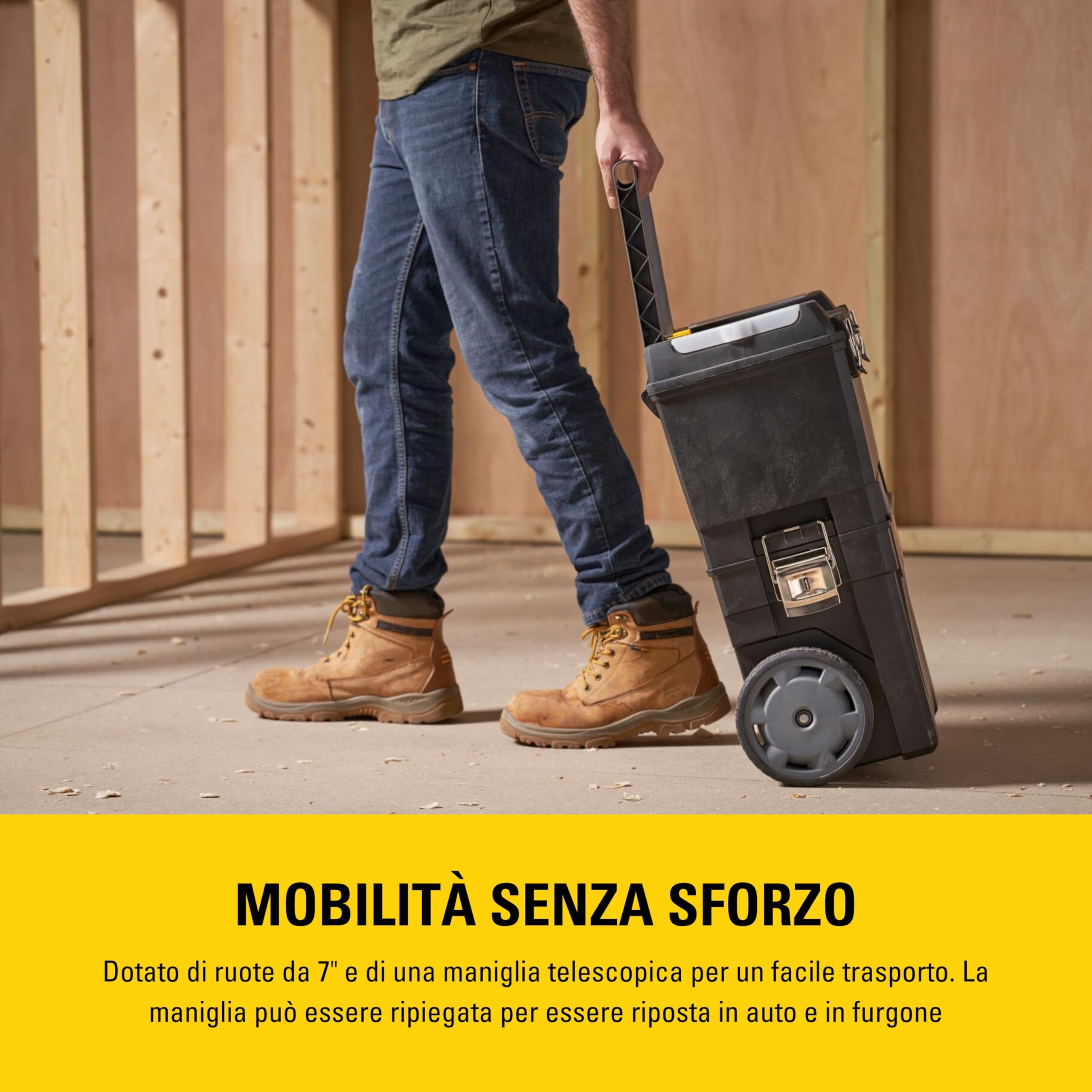 Centro di lavoro mobile STANLEY, officina mobile 2 in 1 con unità impilabili e cassetta degli attrezzi rimovibile, 1-93-968