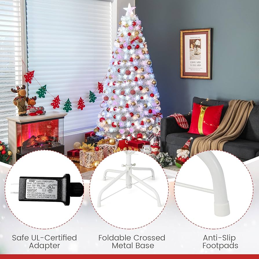 Amazon.com: Goplus 7ft Pre-Lit Fiber Optic Christmas Tree