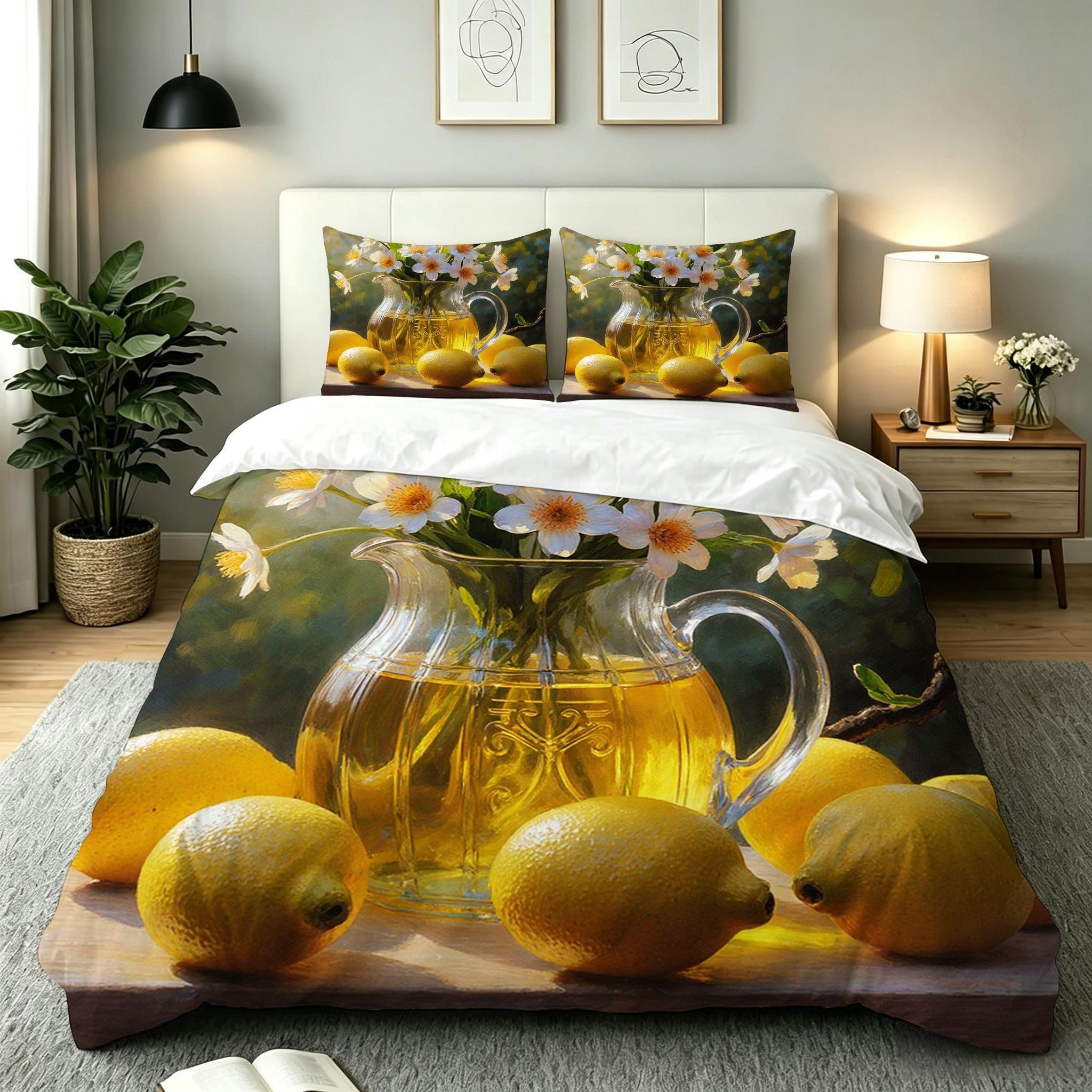 Housse de couette 240x260 citrons : fini la couette qui glisse