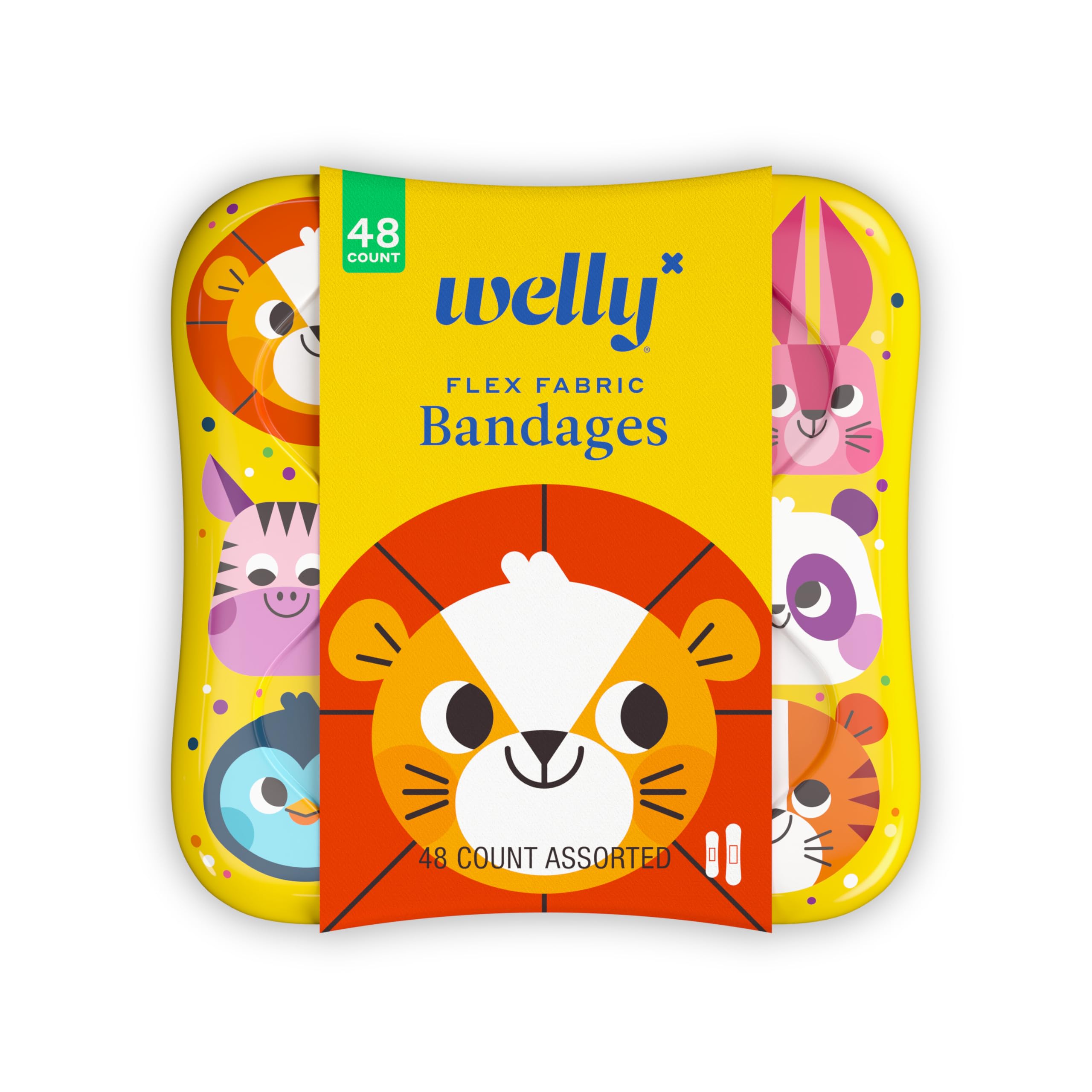 Welly Bandages | Flexible, Adhesive Fabric Brave Badges | Assorted Shapes for Cuts, Scrapes and Minor Wounds | Colorful Fun First Aid Box | Patterns - 48 Count