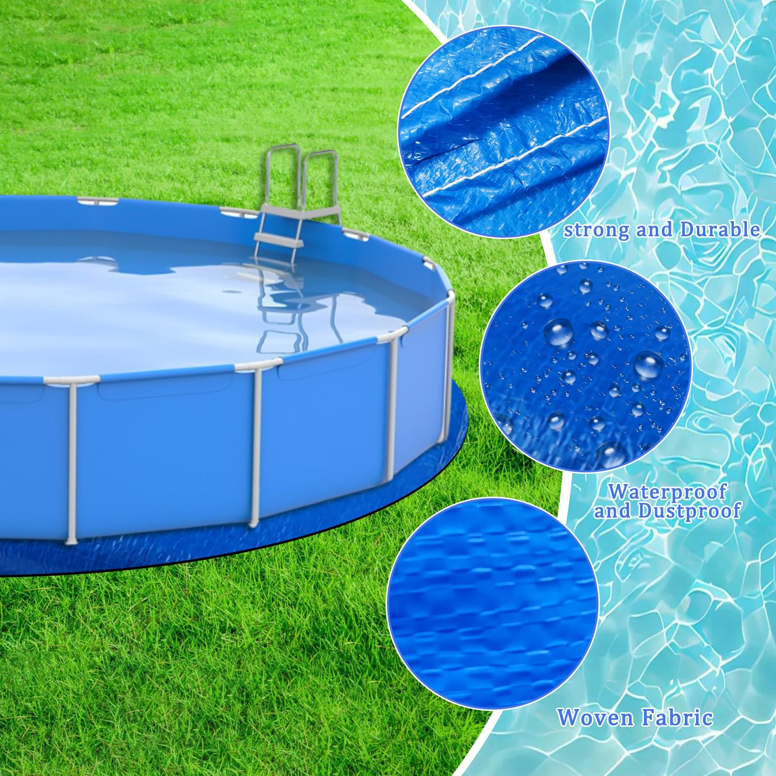 10 x 10 pies, paño Redondo para Piscina, Almohadilla Protectora Resistente para Evitar pinchazos, Lona de Piscina para Piscinas sobre el Suelo