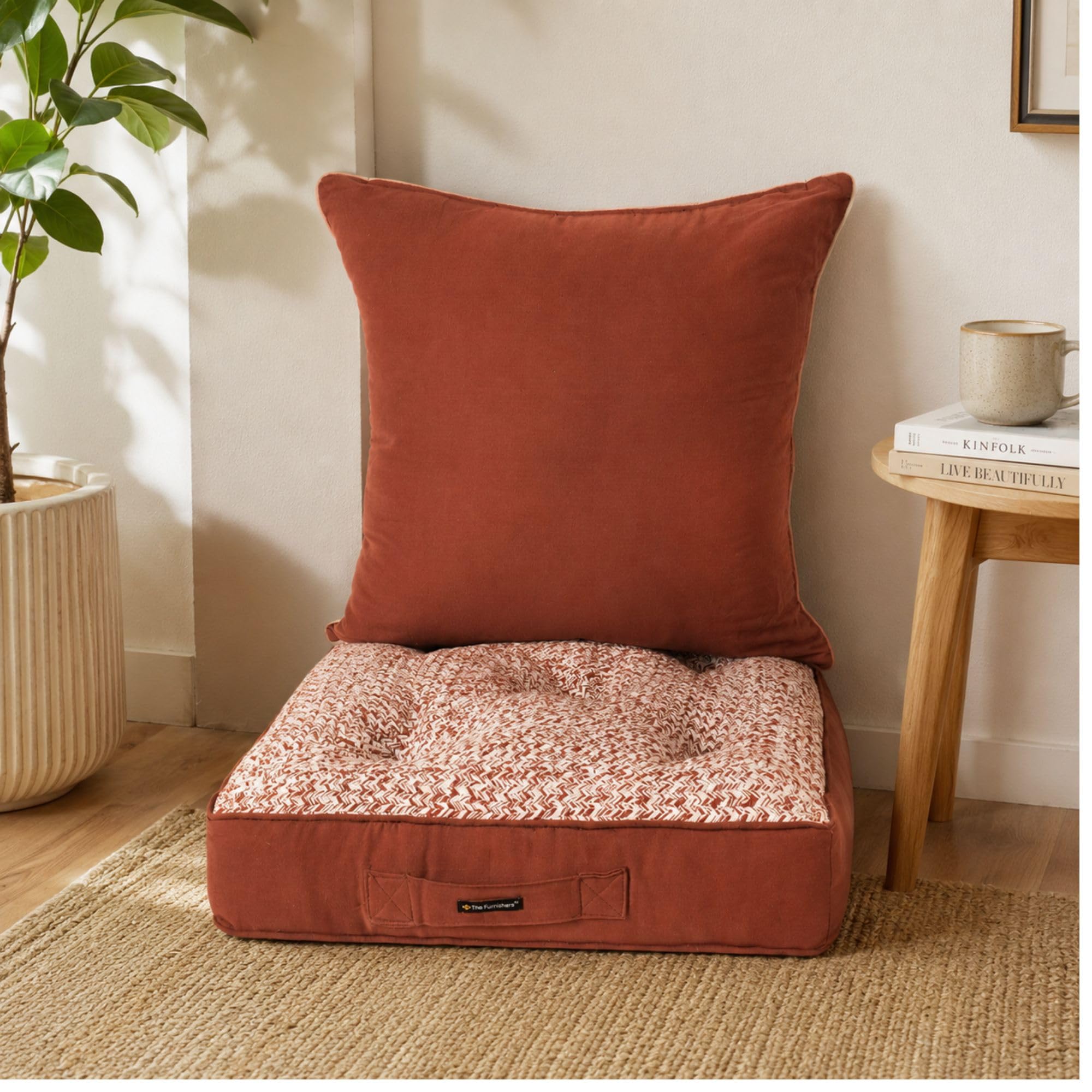 Orange Woven Floor Cushion - Cozy Seating & Meditation -14