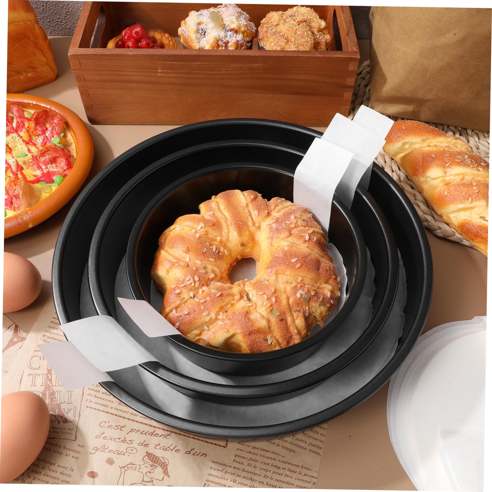 Ciieeo Lot De 3 Moules À Gâteaux Ronds Antiadhésifs De 15 2 Cm 20 3 Cm Et 25 4 Cm Avec 150 Feuilles De Papier Sulfurisé Pour Gâteaux À Étages Fournitures De Pâtisserie