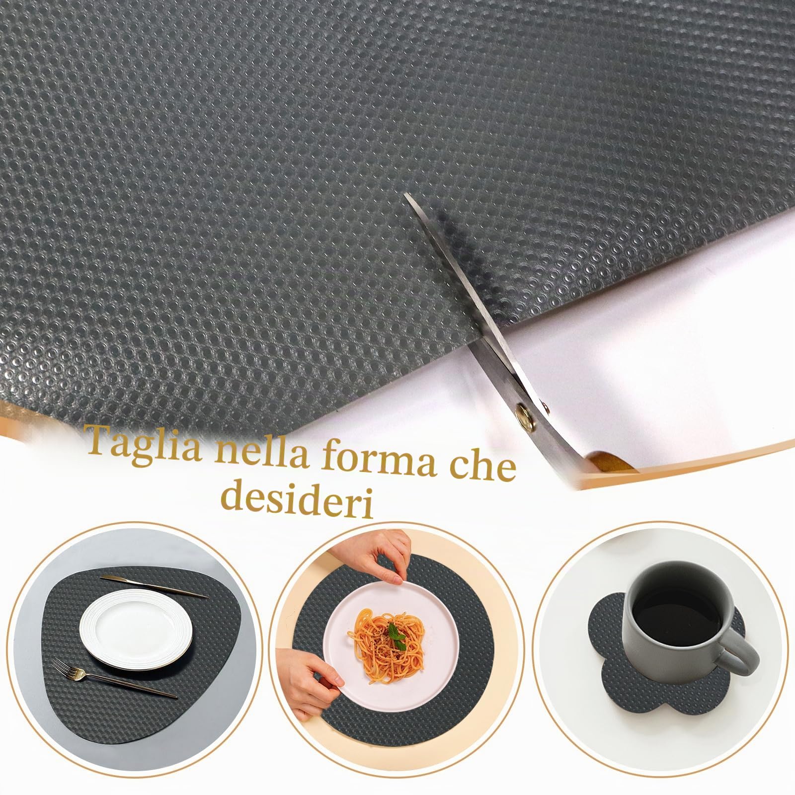 Rivestimento per ripiani 40 x 600 cm Tappetini per cassetti di mobili da cucina, Rivestimenti per cassetti in EVA non adesivo, antiscivolo e a prova di olio per mobili da cucina, credenze e dispense